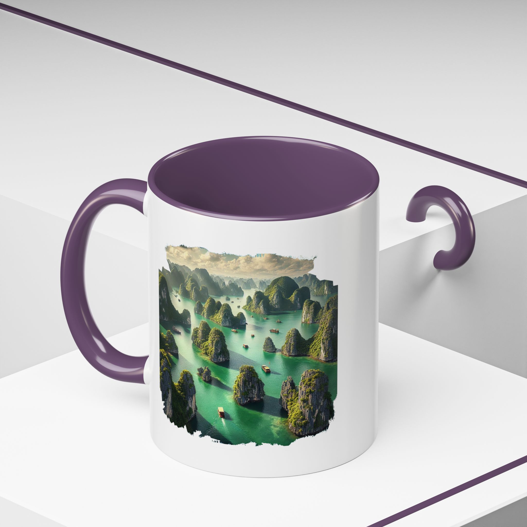 Boho mug landscape vietnam boho office mug ha long bay print nature cool gift coffee lover tea accessory unique cup – Image 4