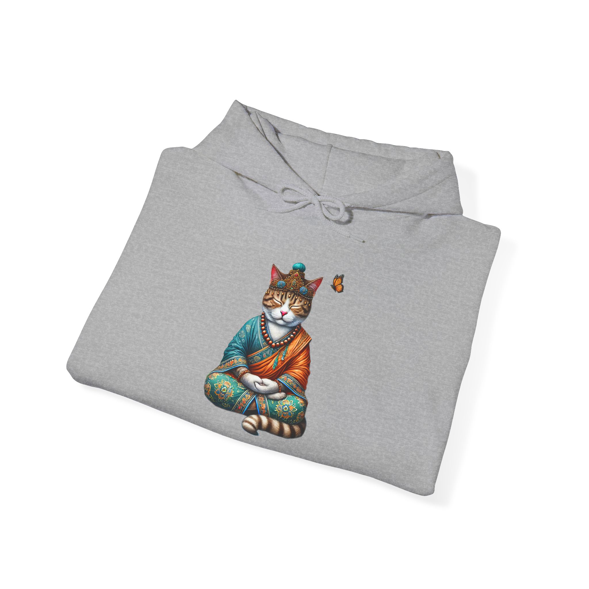Cat Meditation Hoodie – Boho Cat Hoodie – Kitty Yoga Hoodie spiritual print - Image 2