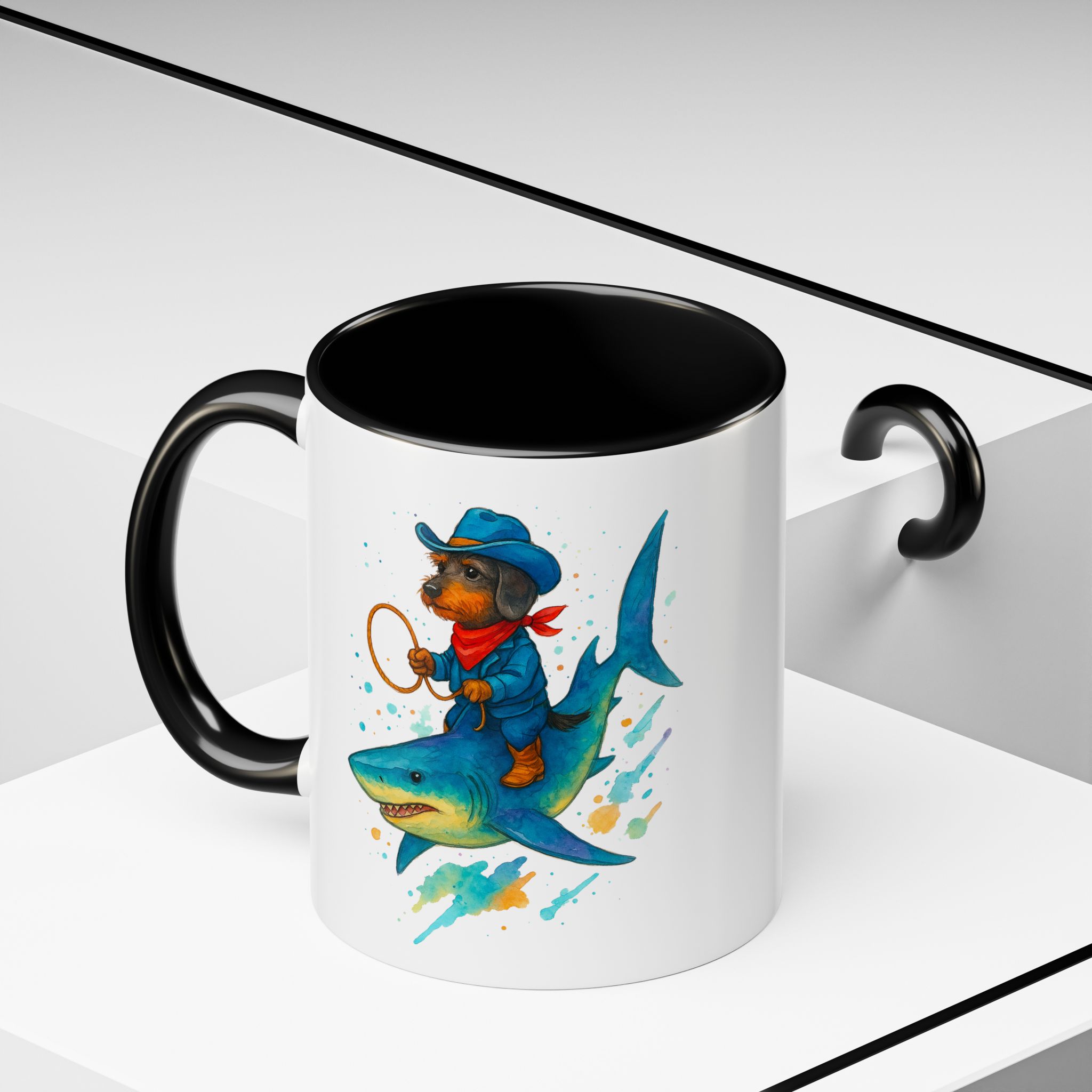 Funny Mug coffee lover Cowboy gift for him tea cup unique riding a shark mug office accessory shark design cowboy - Image 8