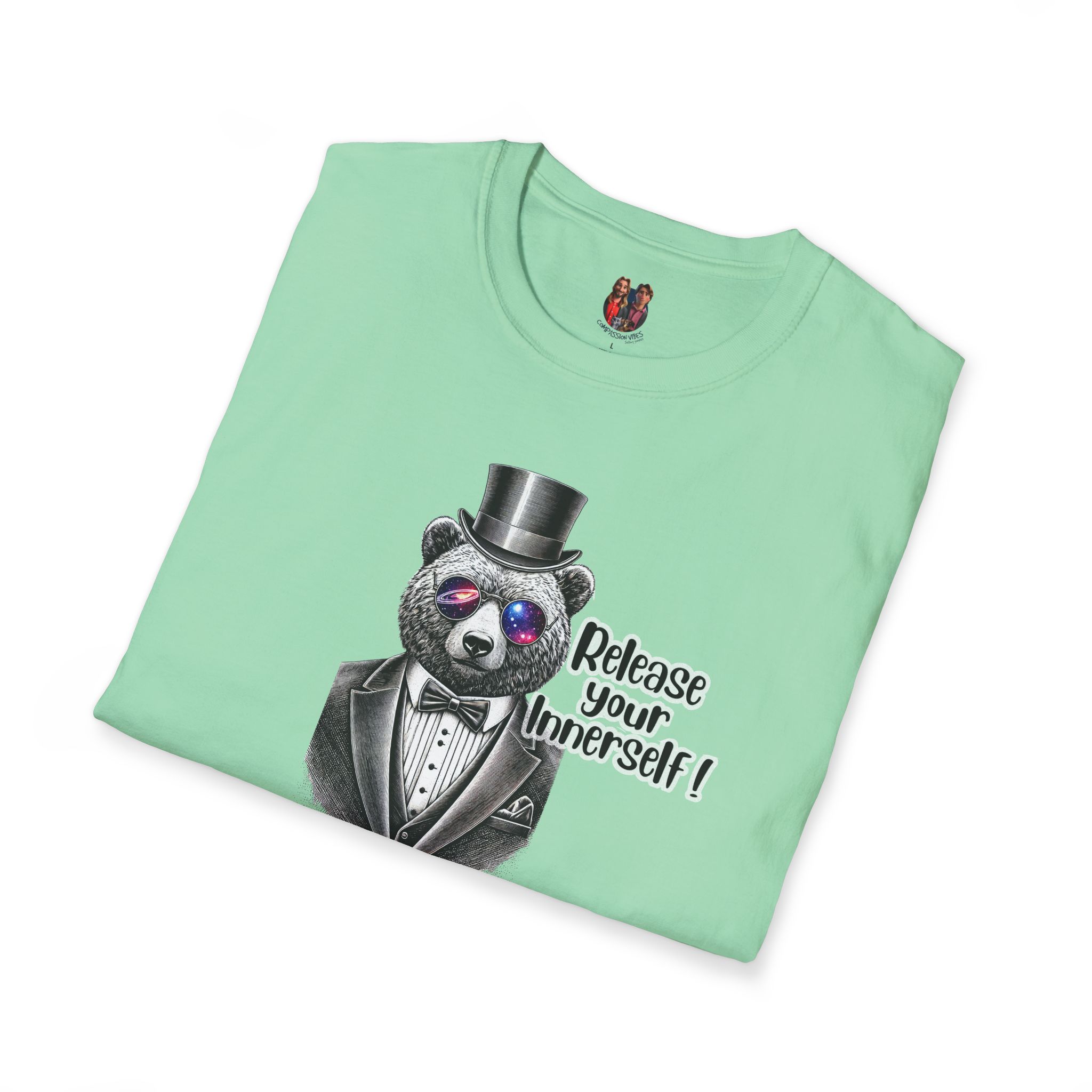 Vintage Tshirt Motivational Graphic tee Bear design funny clothing for self confidence boost - Image 13