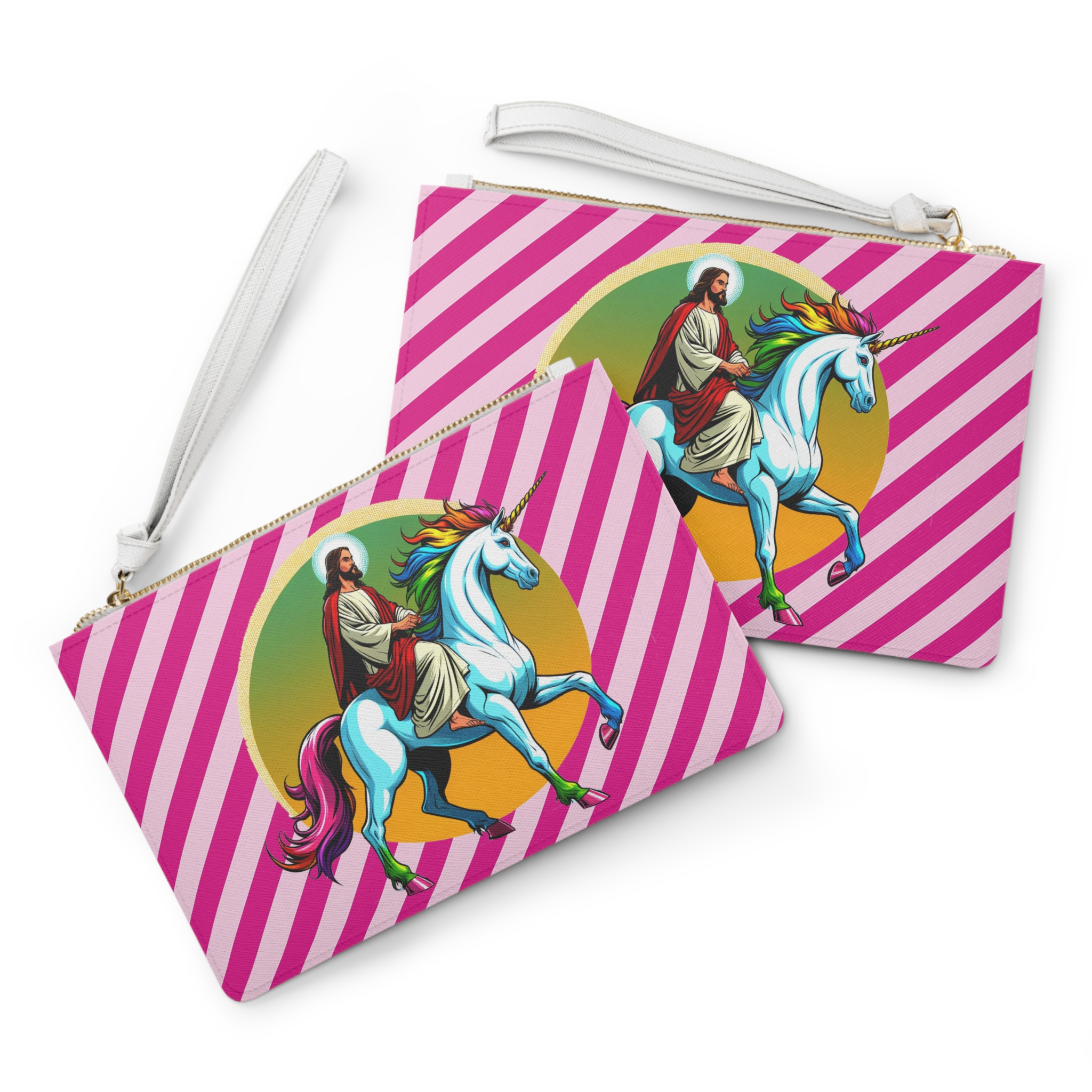 Satiric evening bag Jesus Unicorn Clutch bag unicorn rider boho clutch bag christ design religious sarcastic handbag unusual purse - Imagen 2