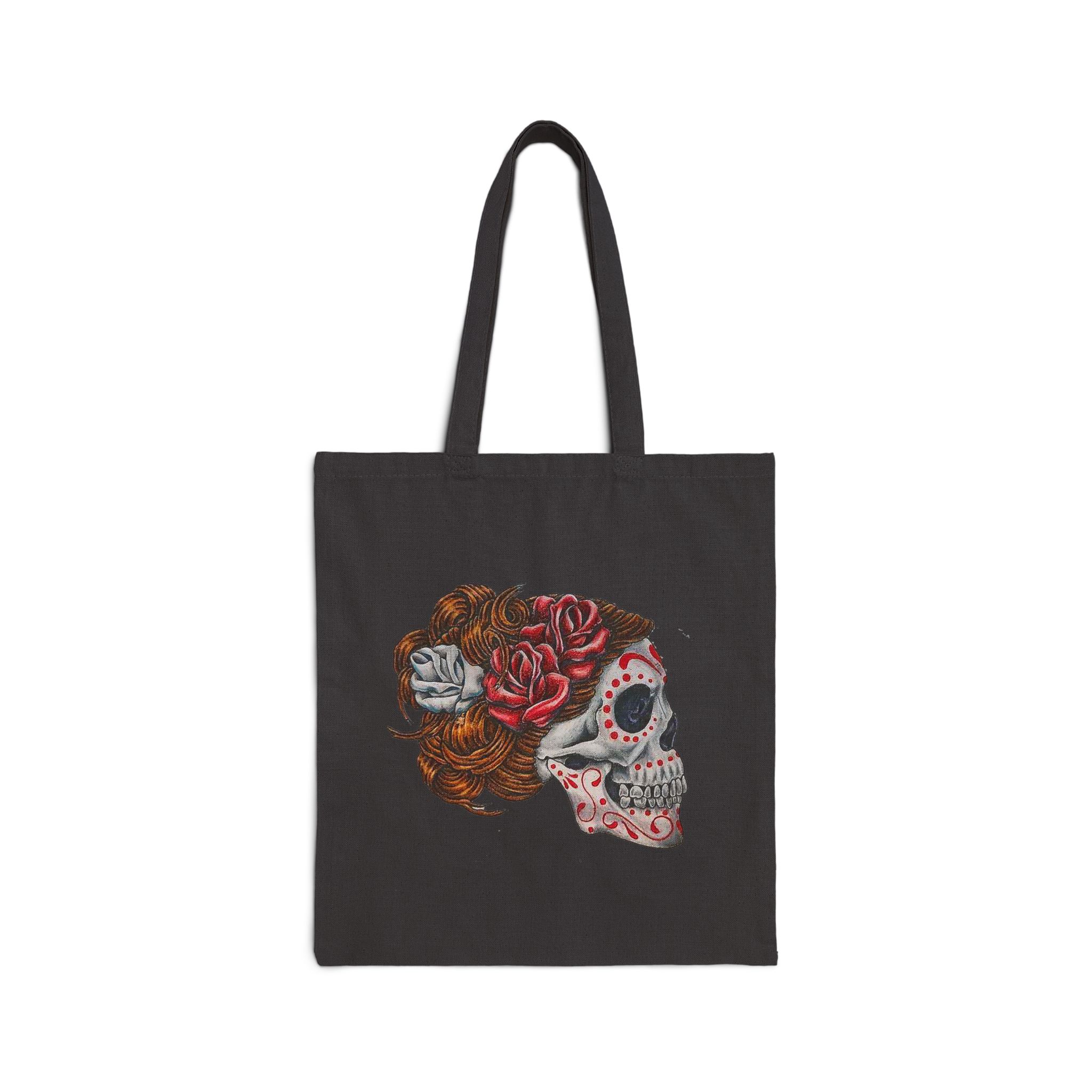 Canvas tote bag Surrealism Dia de los muertos shoulder bag unique Drawing by Celebrated Artist – Image 5