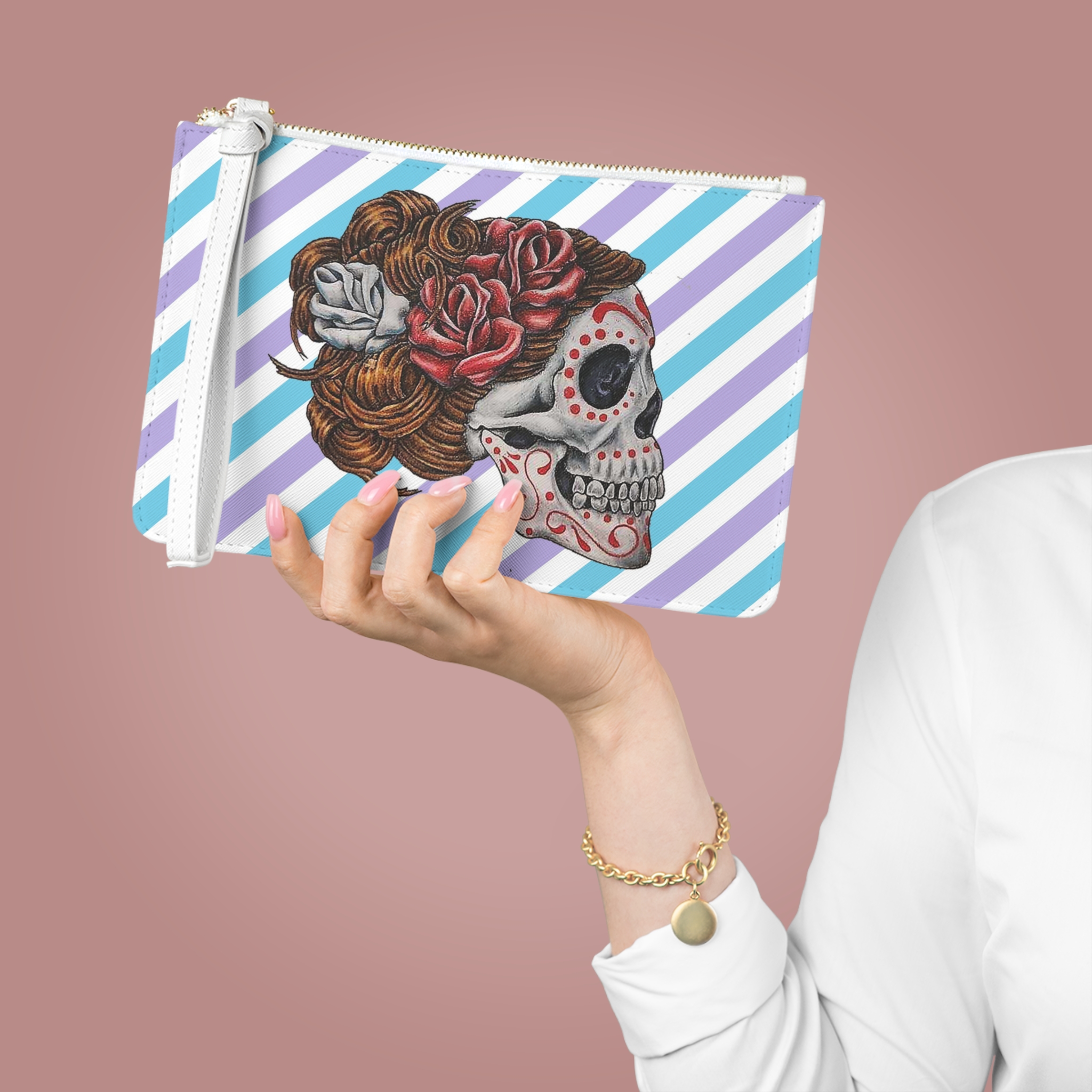 Clutch bag Surrealism Dia de los muertos purse unique Drawing by Celebrated Artist