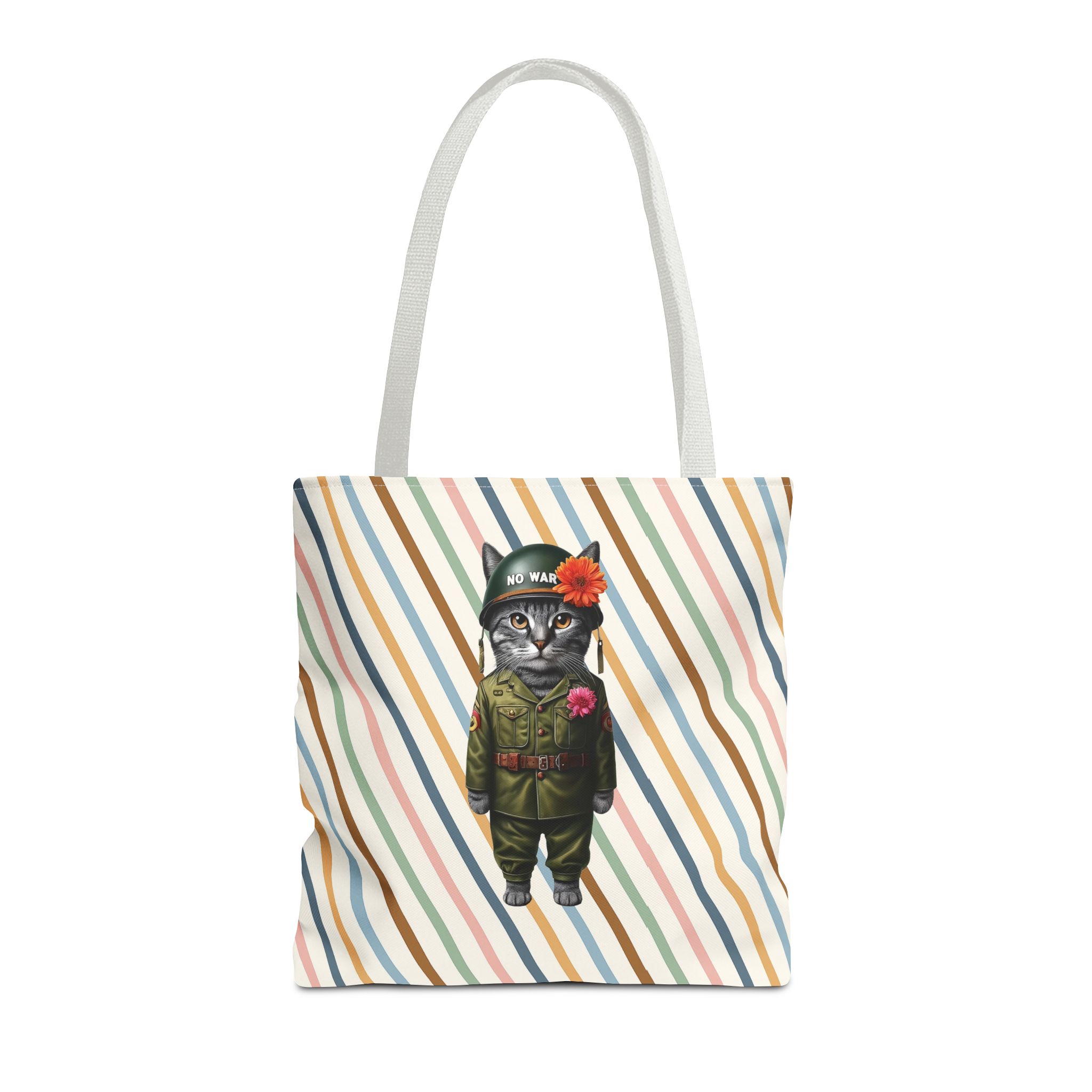 Funny Tote bag Cat Shoulder bag peace & love for peace pet lovers cute tote bag – Image 15