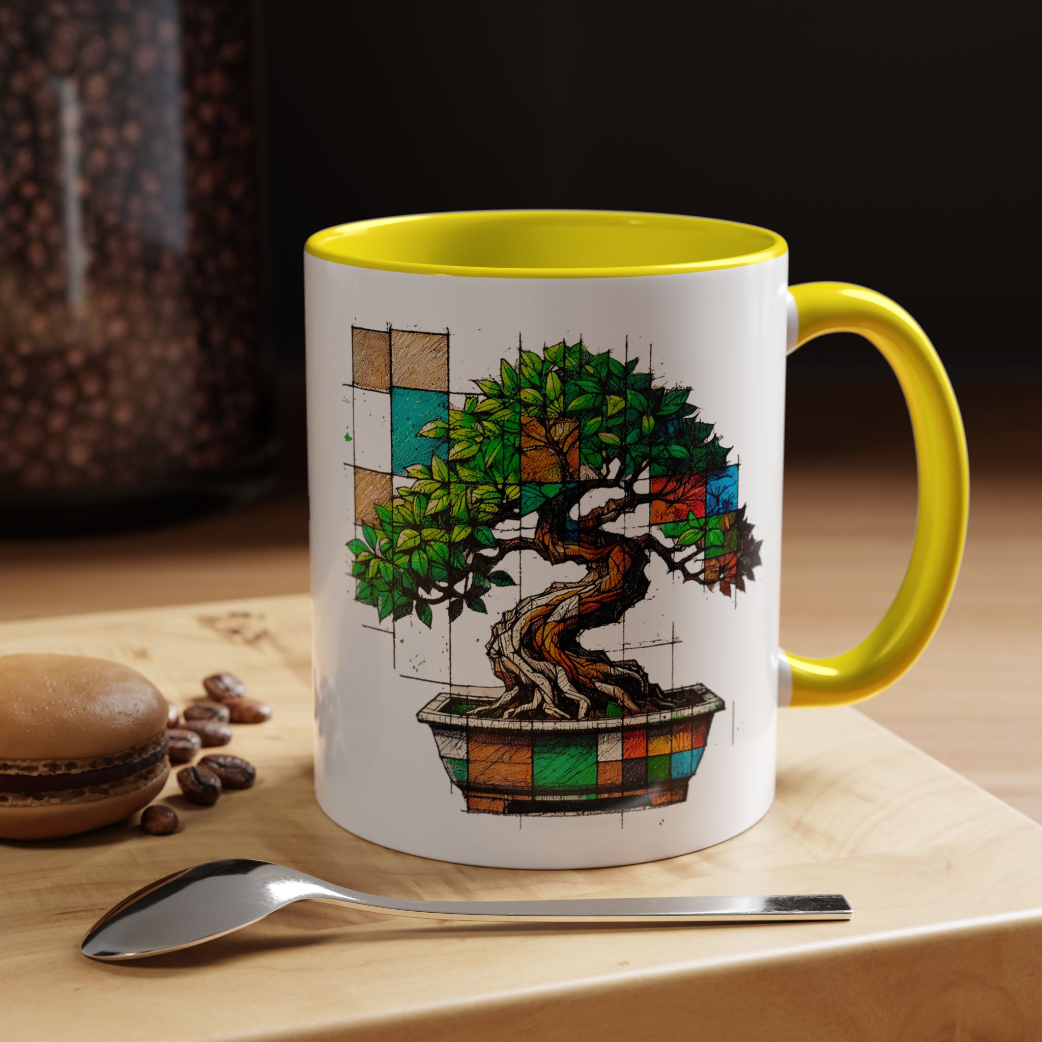 Bonsai mug zen nature style with original graphic pattern and cozy touch - Imagen 51