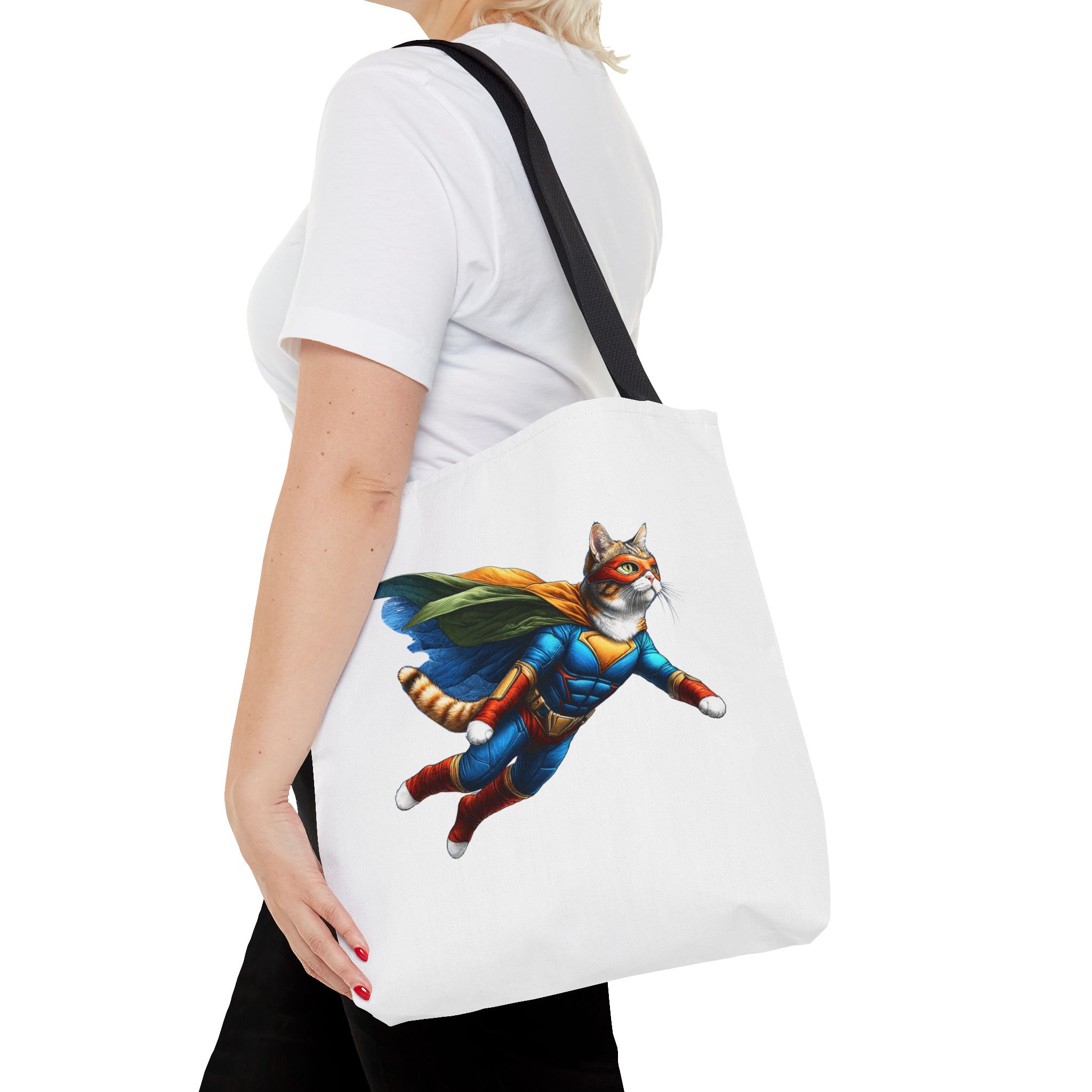 Copy of superhero tote bag cat canvas tote bag funny handbag fantasy purse kitten lover cool cat shoulder bag – Image 4