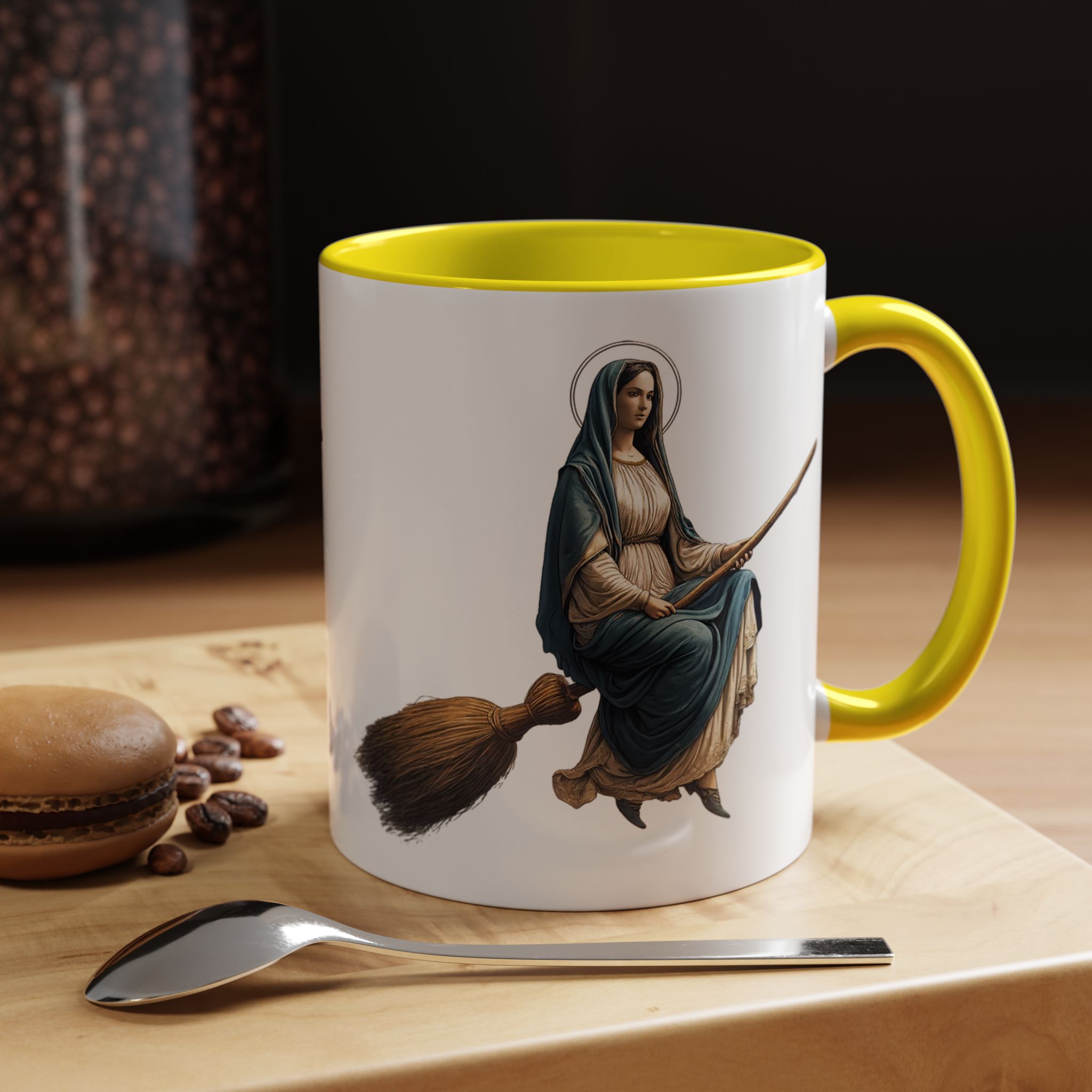 Funny Mug coffee lover gift for her Virgin Mary witch broom Sarcastic mug office accessory tea cup religious design unique - Image 51