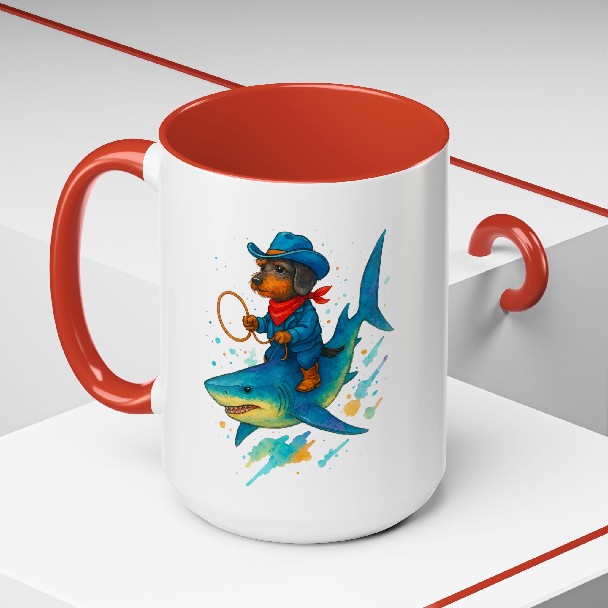 Funny Mug coffee lover Cowboy gift for him tea cup unique riding a shark mug office accessory shark design cowboy - Image 36