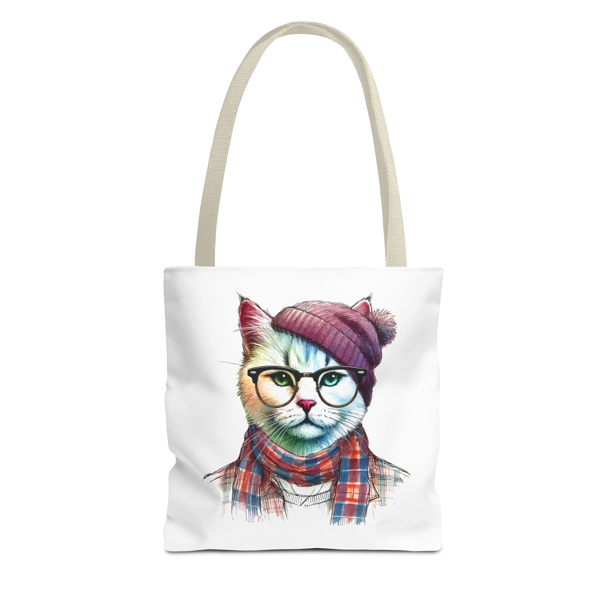Cat hipster canvas tote bag pet lovers funny cute tote bag Hipster design handbag kitten design – Image 19