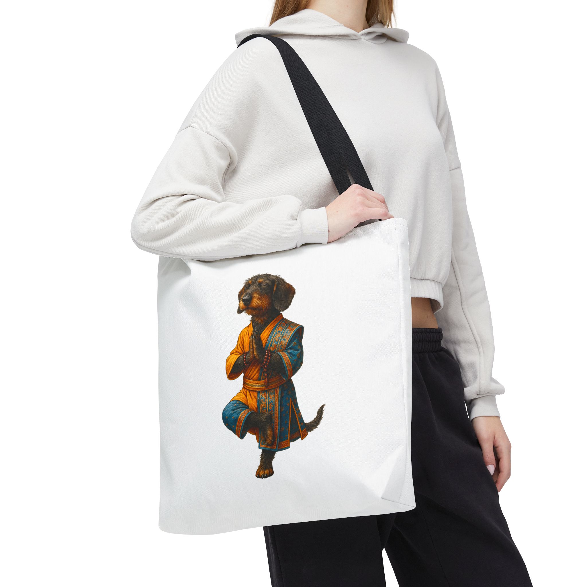 Funny canvas tote bag yoga cute tote bag dog yoga gift mindfulness shoulder bag puppy purse pet lover handbag - Imagen 6