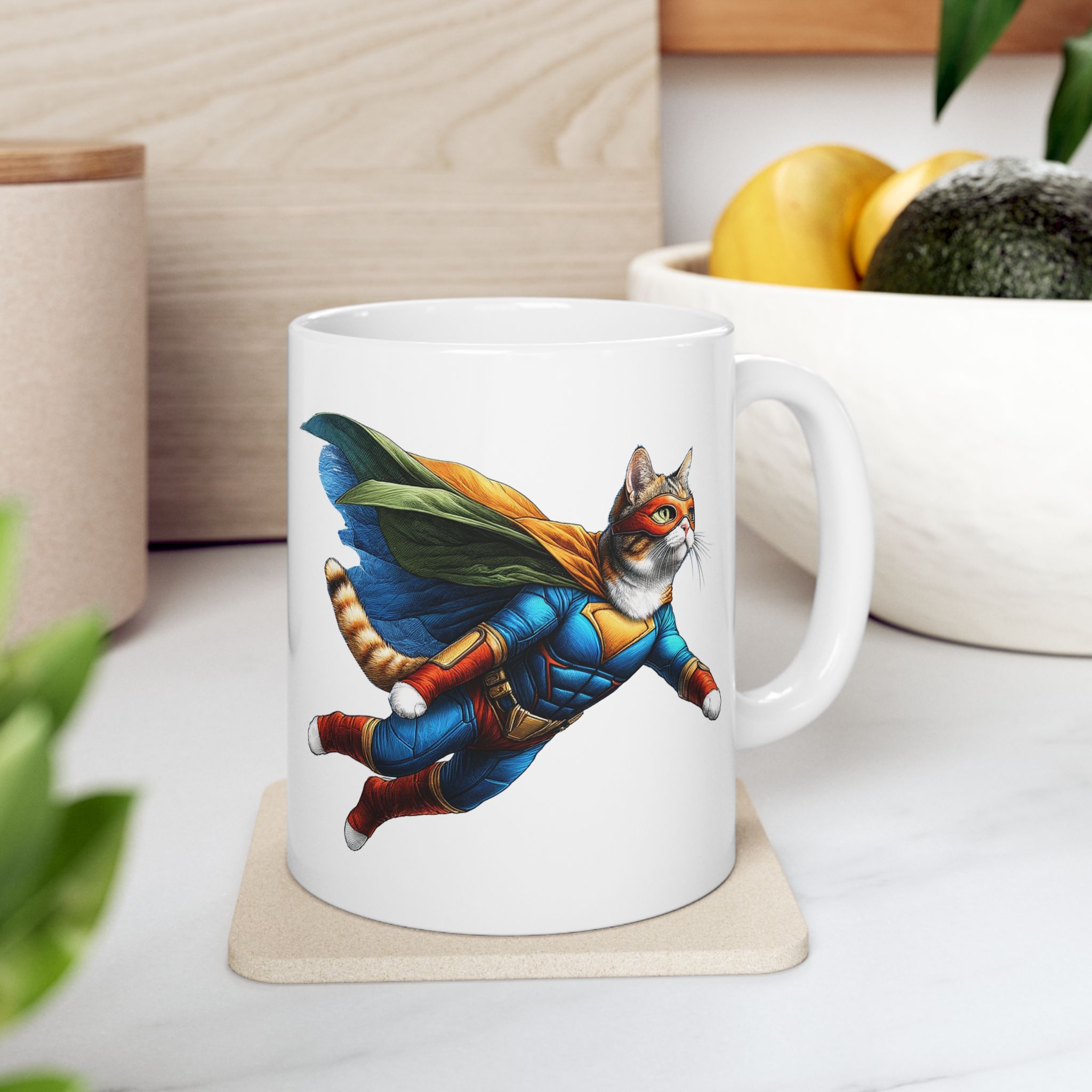 Funny mug Cat lover superhero coffee cup fantasy tea mug pet gift for her pet accessory kitten design - Image 3