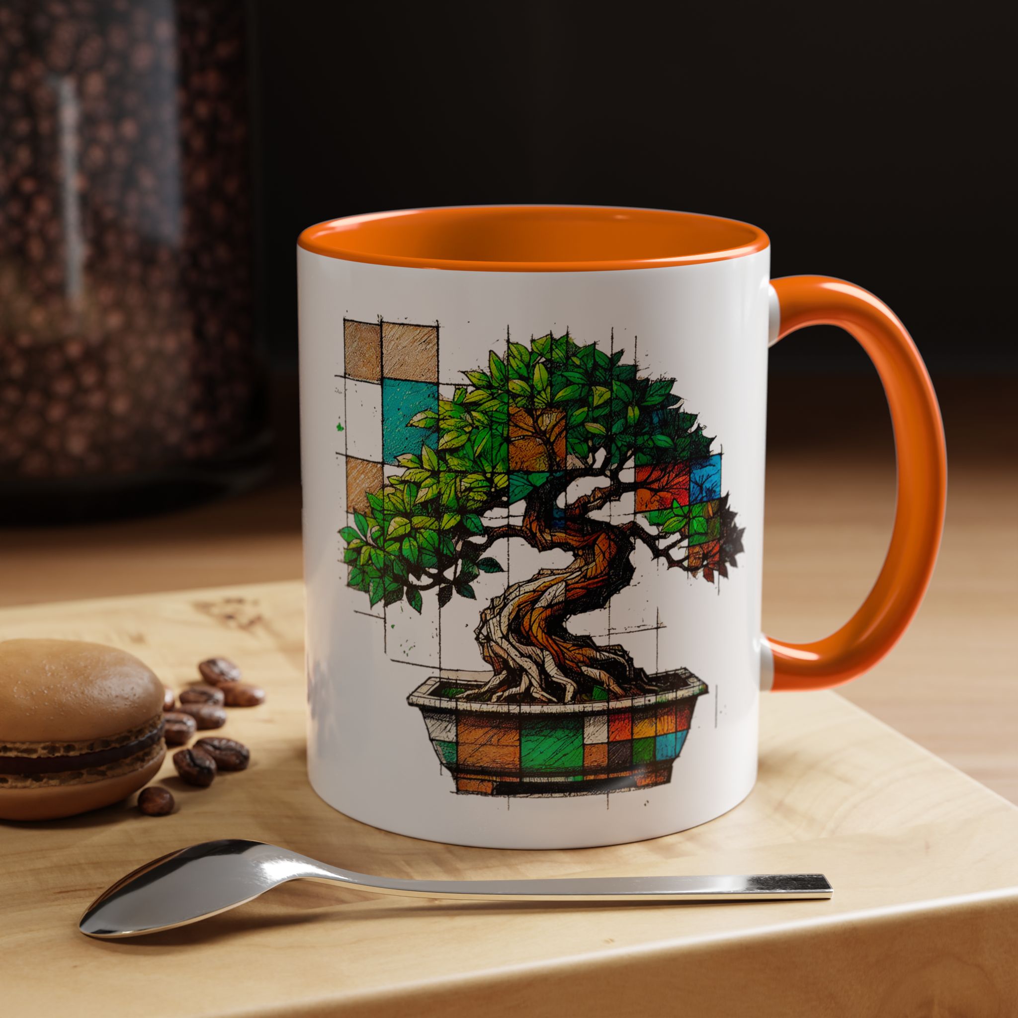 Bonsai mug zen nature style with original graphic pattern and cozy touch - Imagen 43