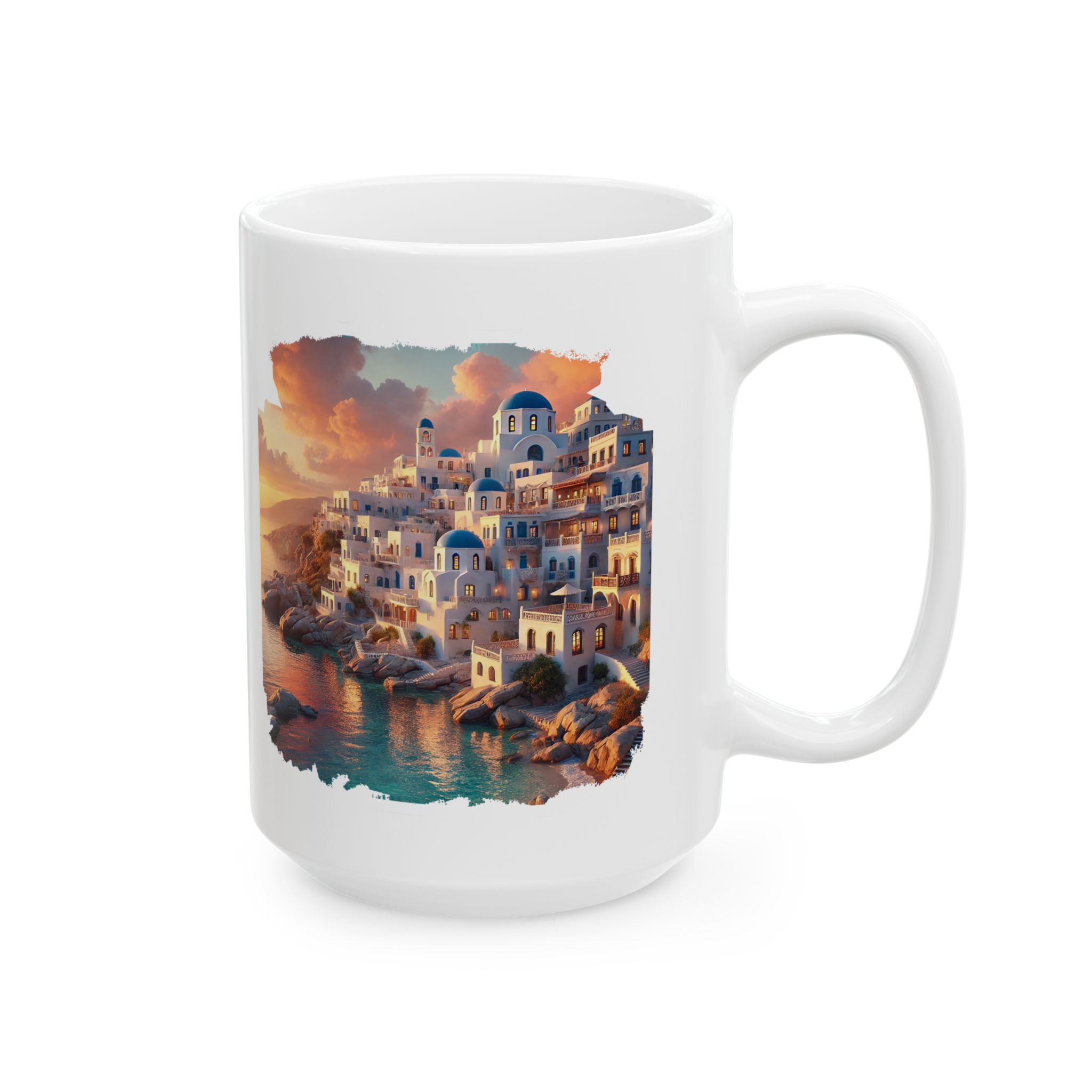 Office mug landscape Santorini caldera office mug nature print greece boho gift coffee cup tea accessory unique - Imagen 4