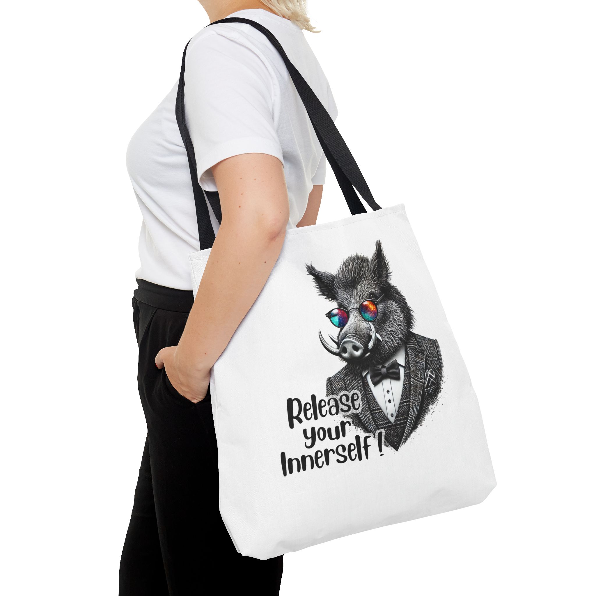 Canvas tote bag Motivational shoulder bag boar cute tote bag funny shoulder bag self confidence cool vintage bag – Image 6