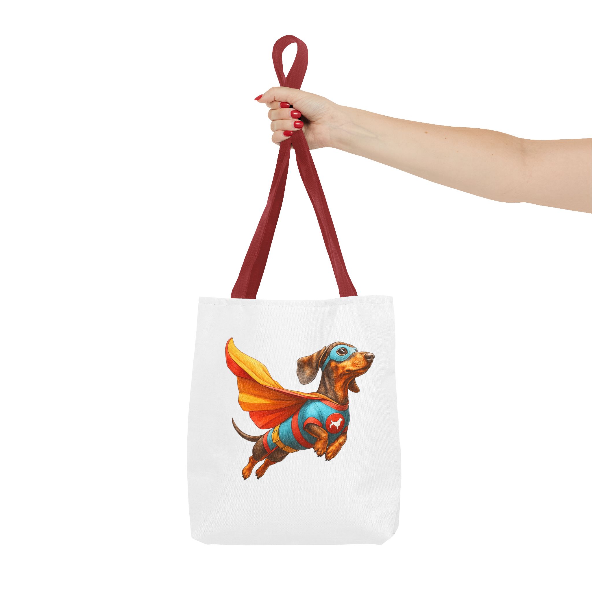 Funny canva tote bag Superhero cute tote bag dachshund super hero shoulder bag fantasy gift dog purse – Image 8