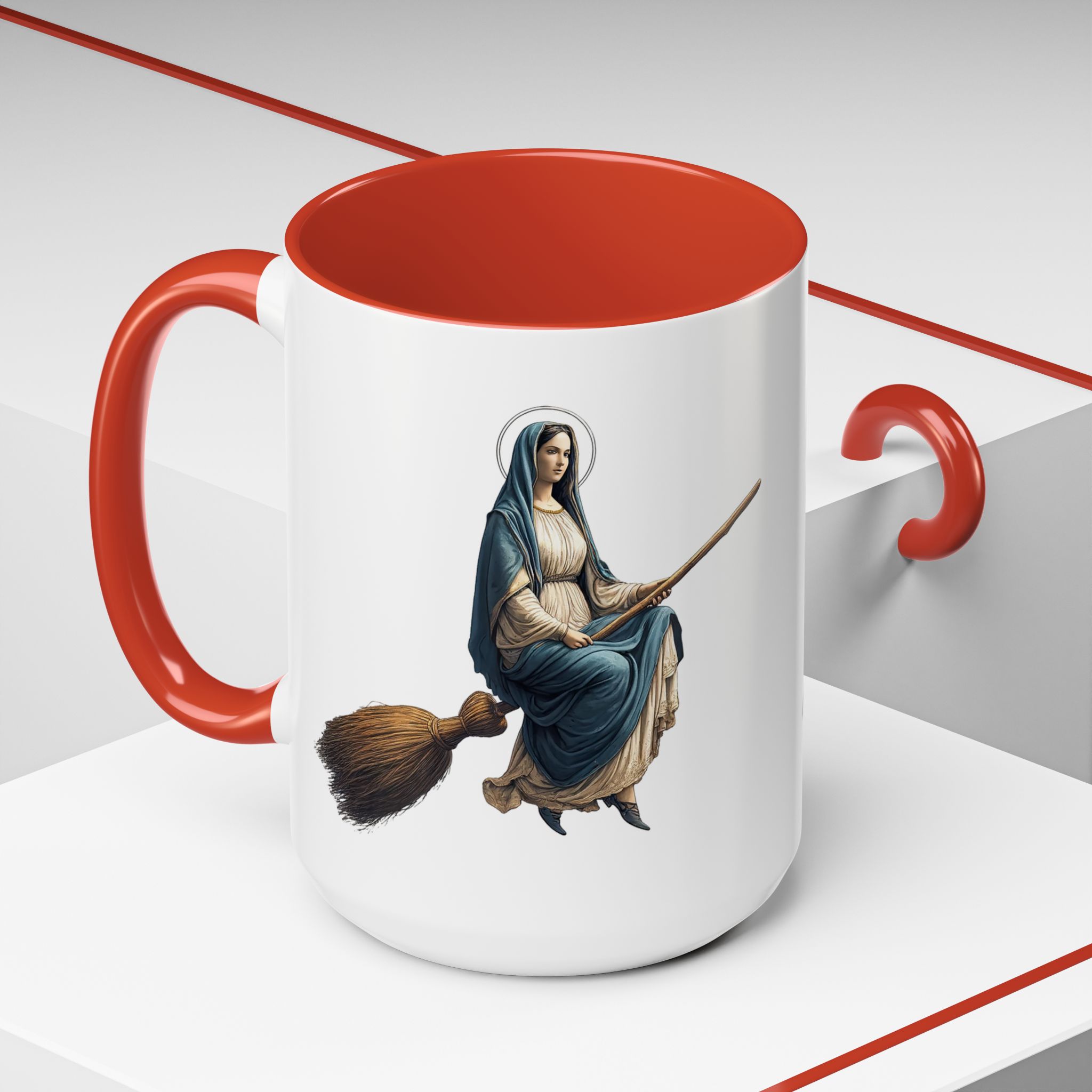 Funny Mug coffee lover gift for her Virgin Mary witch broom Sarcastic mug office accessory tea cup religious design unique - Image 36