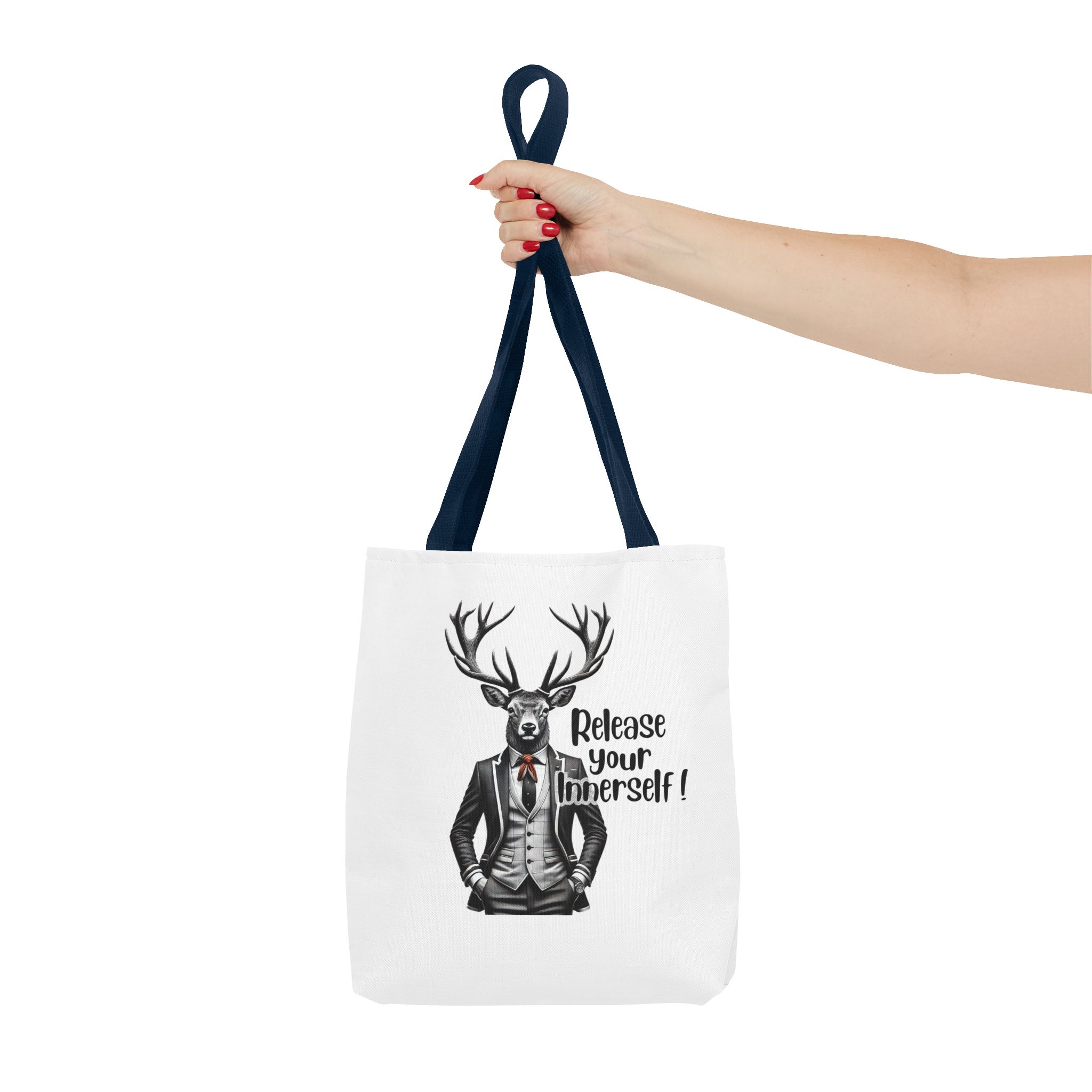 Canvas tote bag Motivational funny tote bag cool vintage bag deer design cute tote bag for self confidence shoulder bag – Image 26
