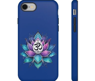 Blue Phone Case with Lotus Design