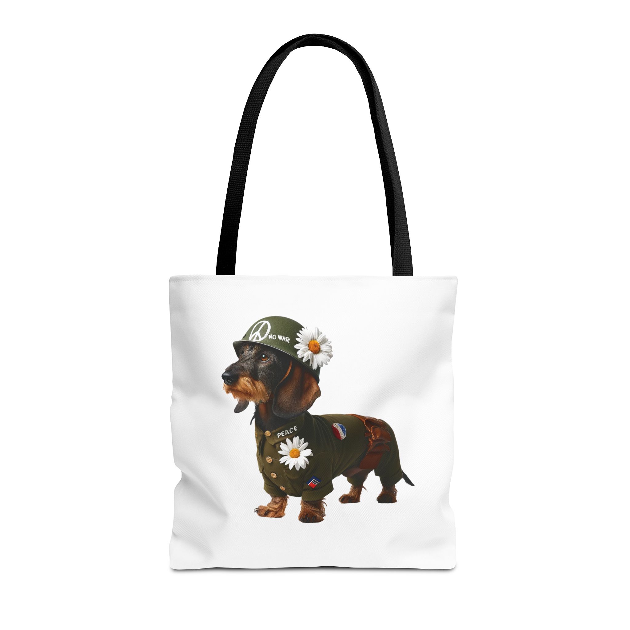 Dog Canvas tote bag dachshund cute tote bag Peace & Love Retro shoulder bag gift for her pet lover handbag dog purse puppy print – Image 3