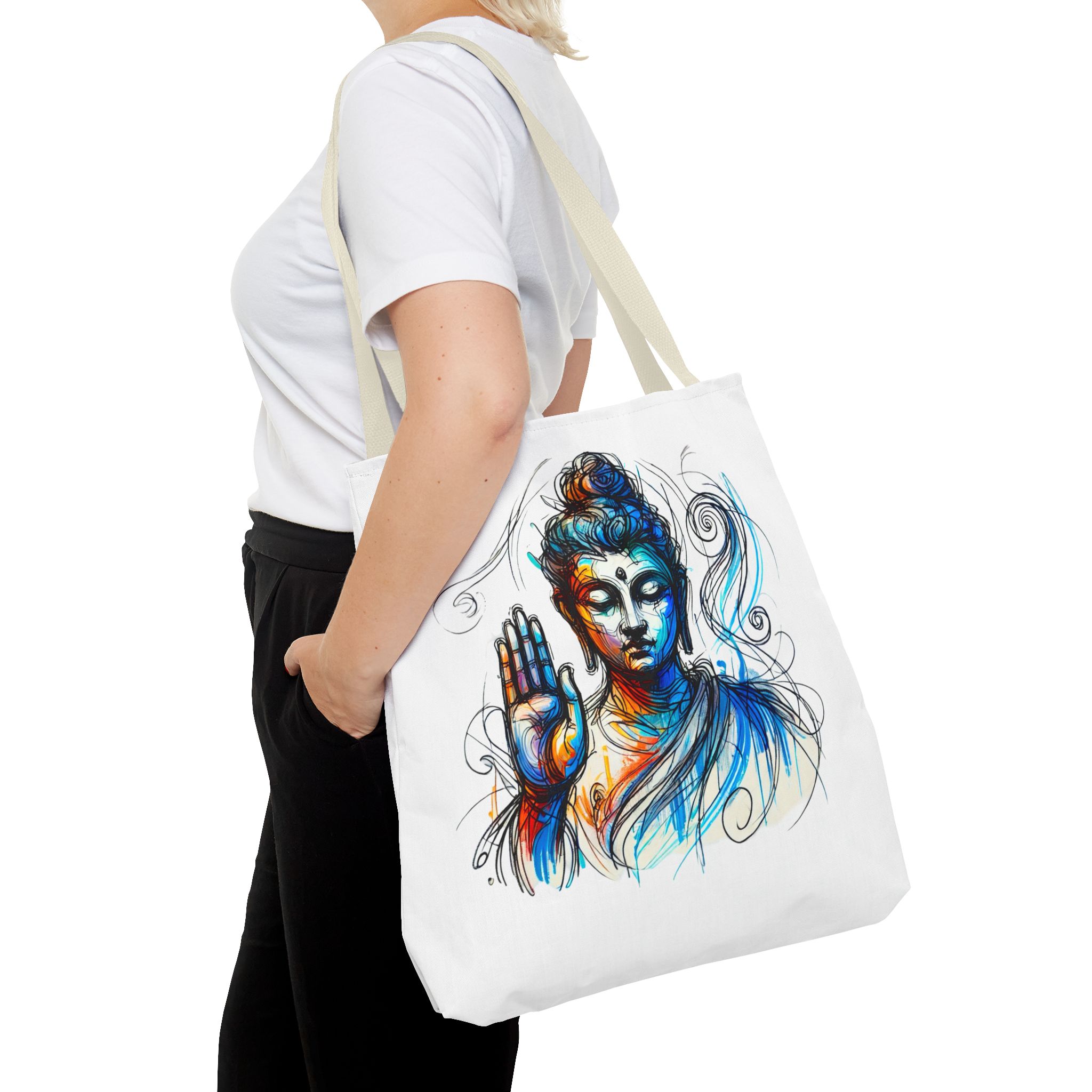 Canvas tote bag yoga bag vintage buddha shoulder bag Meditation handbag buddhism mindfulness - Image 24