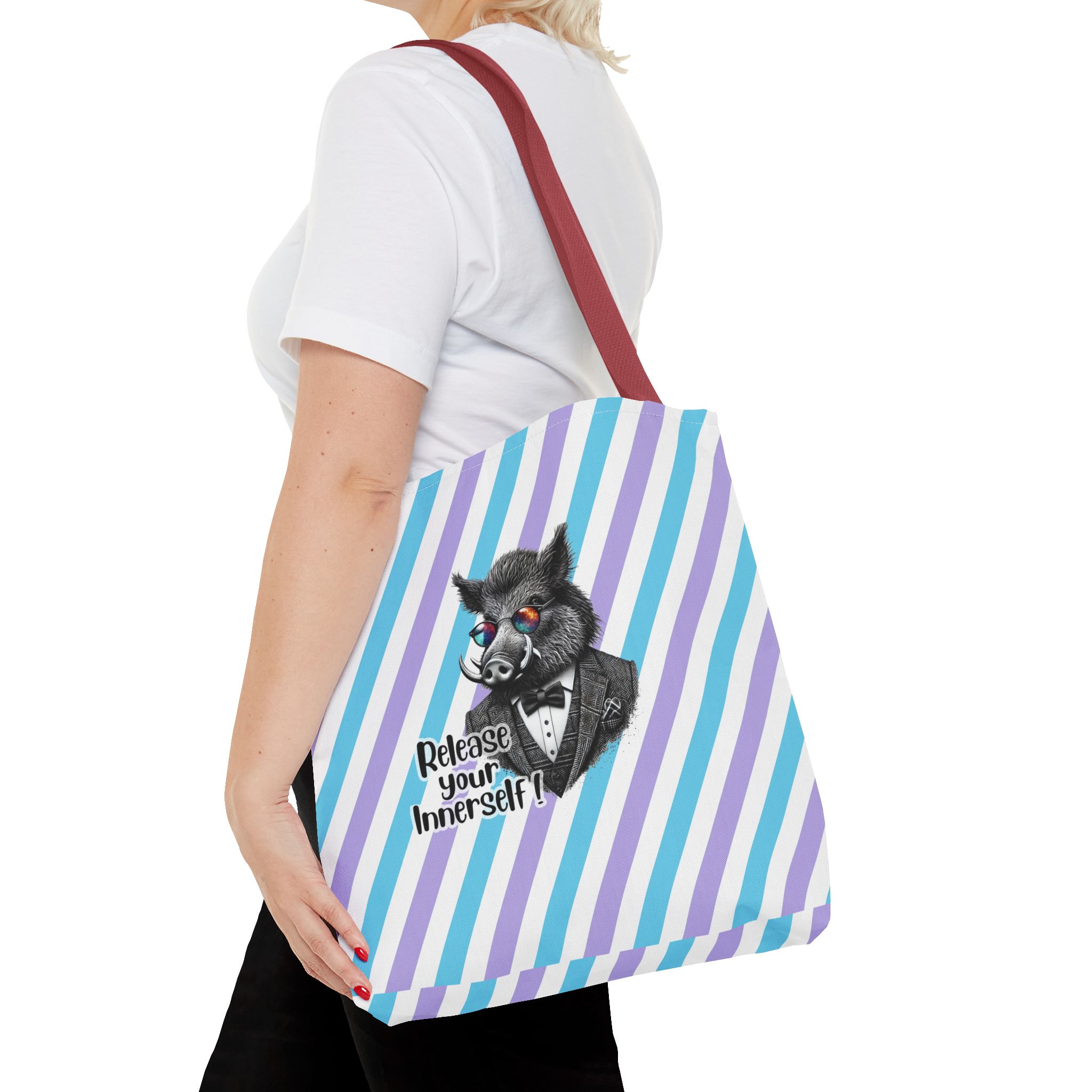 Canvas tote bag Motivational shoulder bag boar cute tote bag funny shoulder bag self confidence cool vintage bag – Image 10