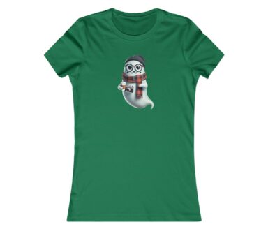 Green T-Shirt with Ghost Graphic