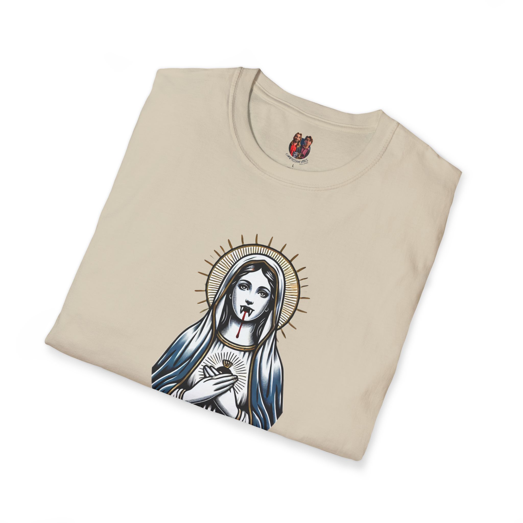 Ironic Tshirt vampire graphic tee virgin mary sarcastic clothing gift satirical print cool apparel comfy outfit comfort colors shirt - Image 5