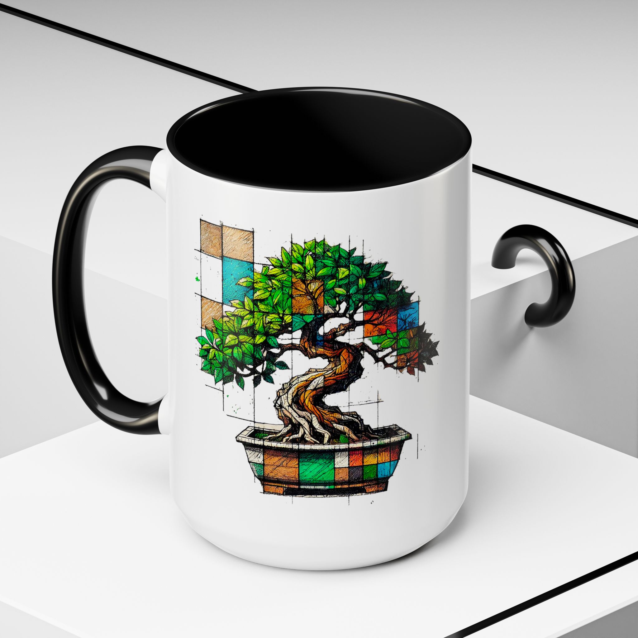 Bonsai mug zen nature style with original graphic pattern and cozy touch - Imagen 20