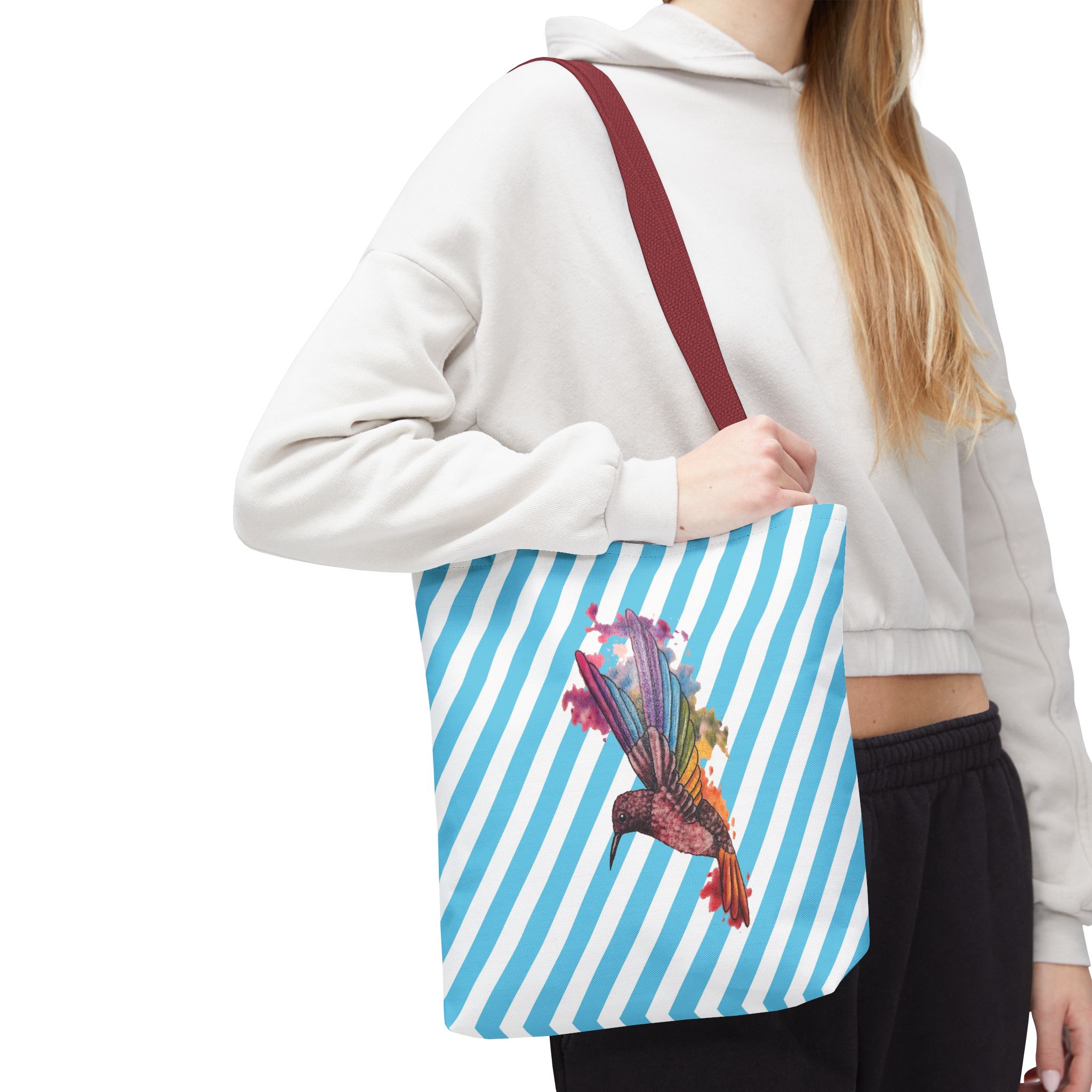 Canvas tote bag Surrealist shoulder bag hummingbird Unique Fantasy cute tote bag by Real Artist for Creative Souls - Image 8