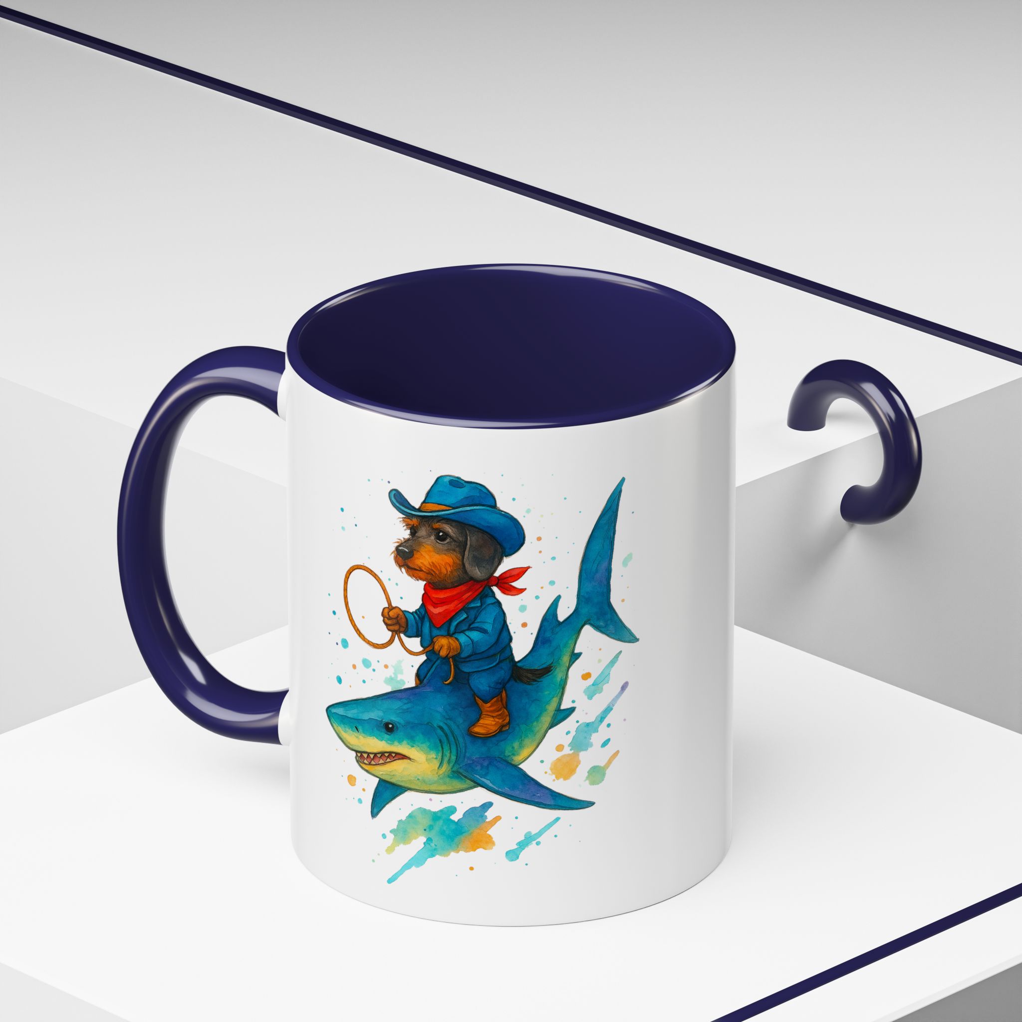 Funny Mug coffee lover Cowboy gift for him tea cup unique riding a shark mug office accessory shark design cowboy - Image 12
