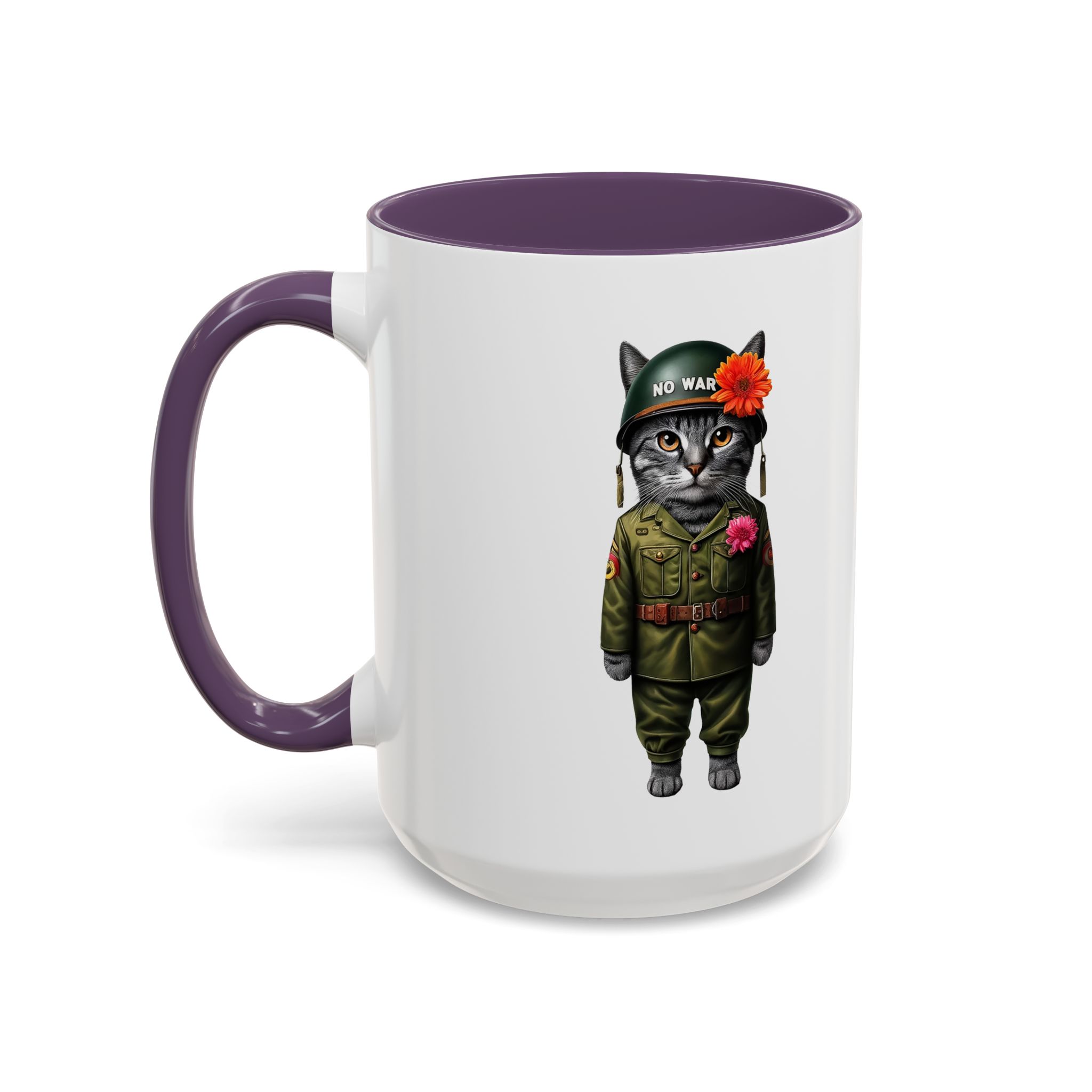 Coffee Mug Peace & Love funny cup tea cat lover office mug unique boho accessory pet gift for her kitten design - Image 58