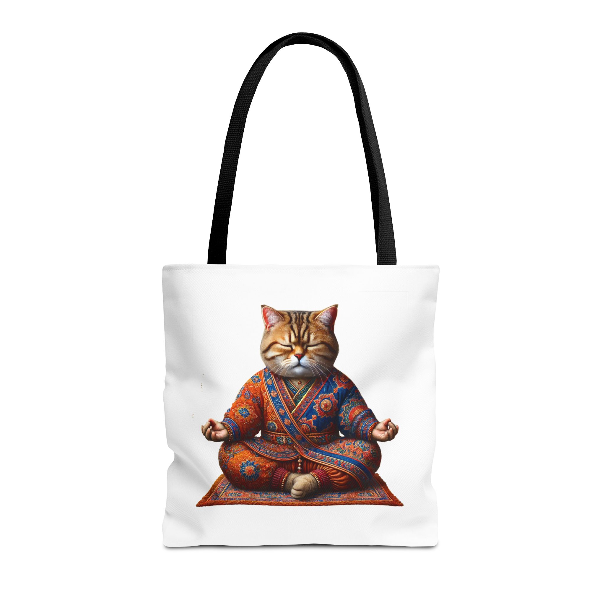 Canvas Tote bag Cat meditation handbag yoga bag vintage buddha mindfulness purse – Image 3