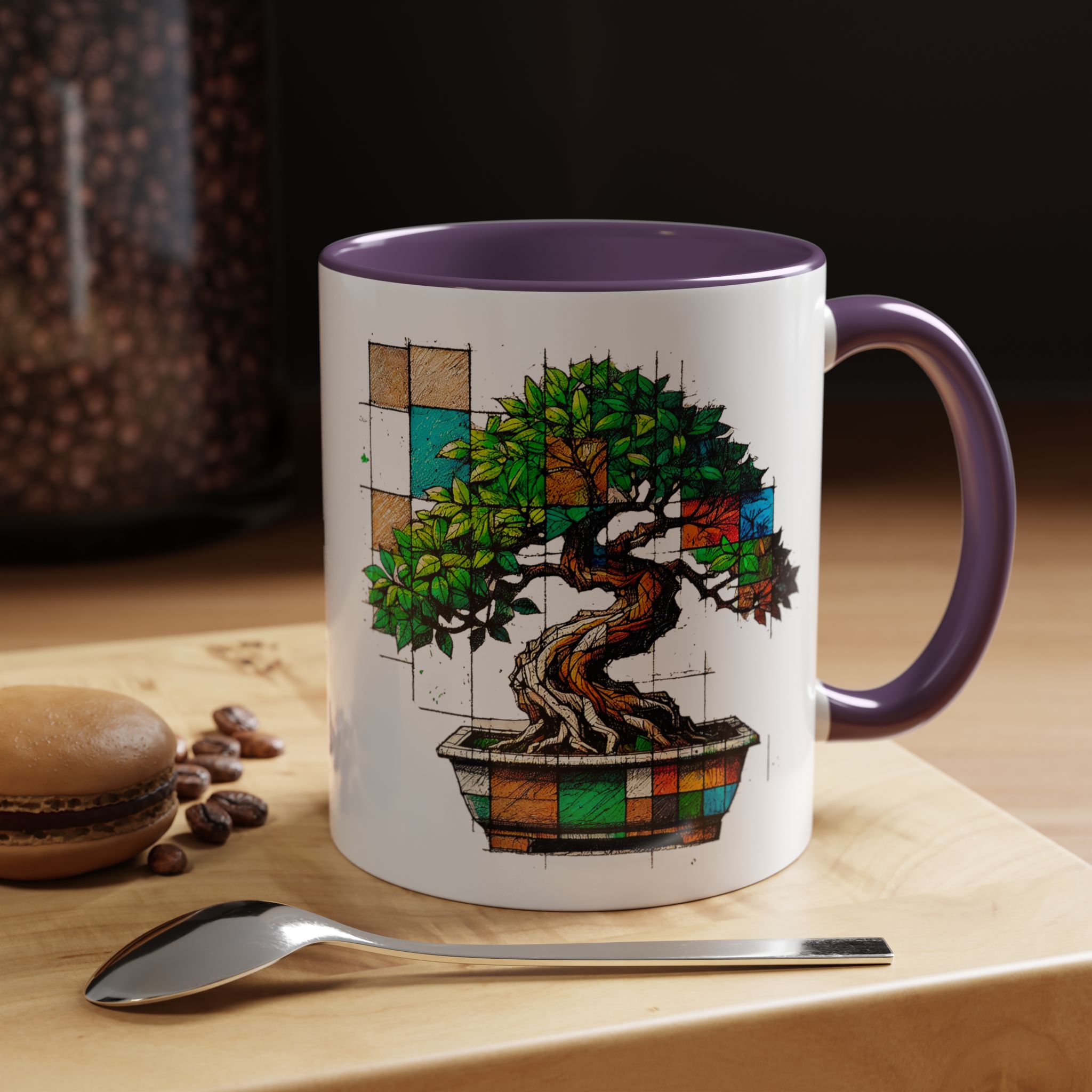 Bonsai mug zen nature style with original graphic pattern and cozy touch - Imagen 47