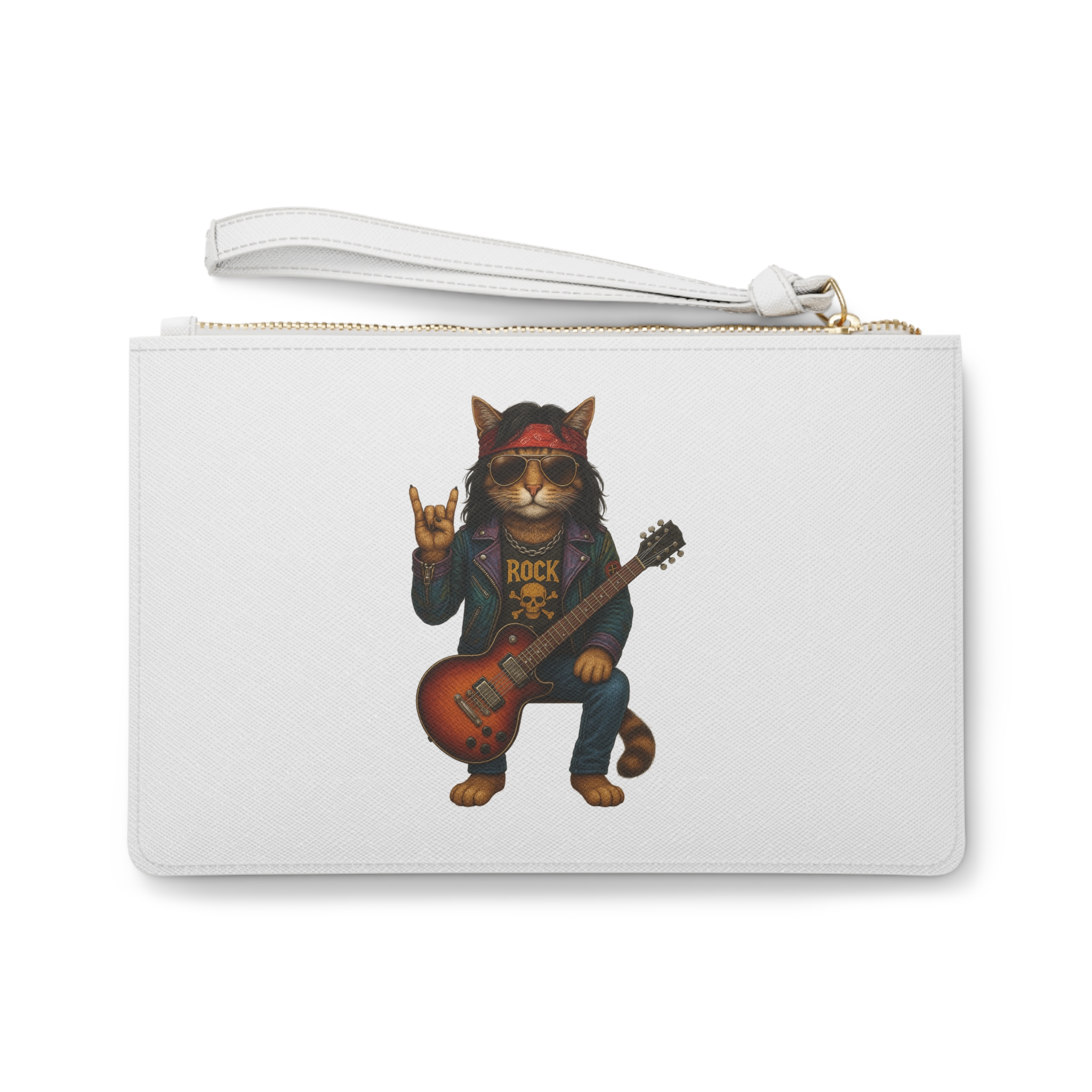 Cat Clutch bag Rock vintage purse rockstar cat kitten vintage handbag pet lovers – Image 2
