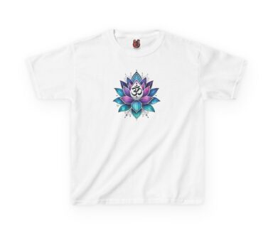 White T-Shirt with Lotus Design