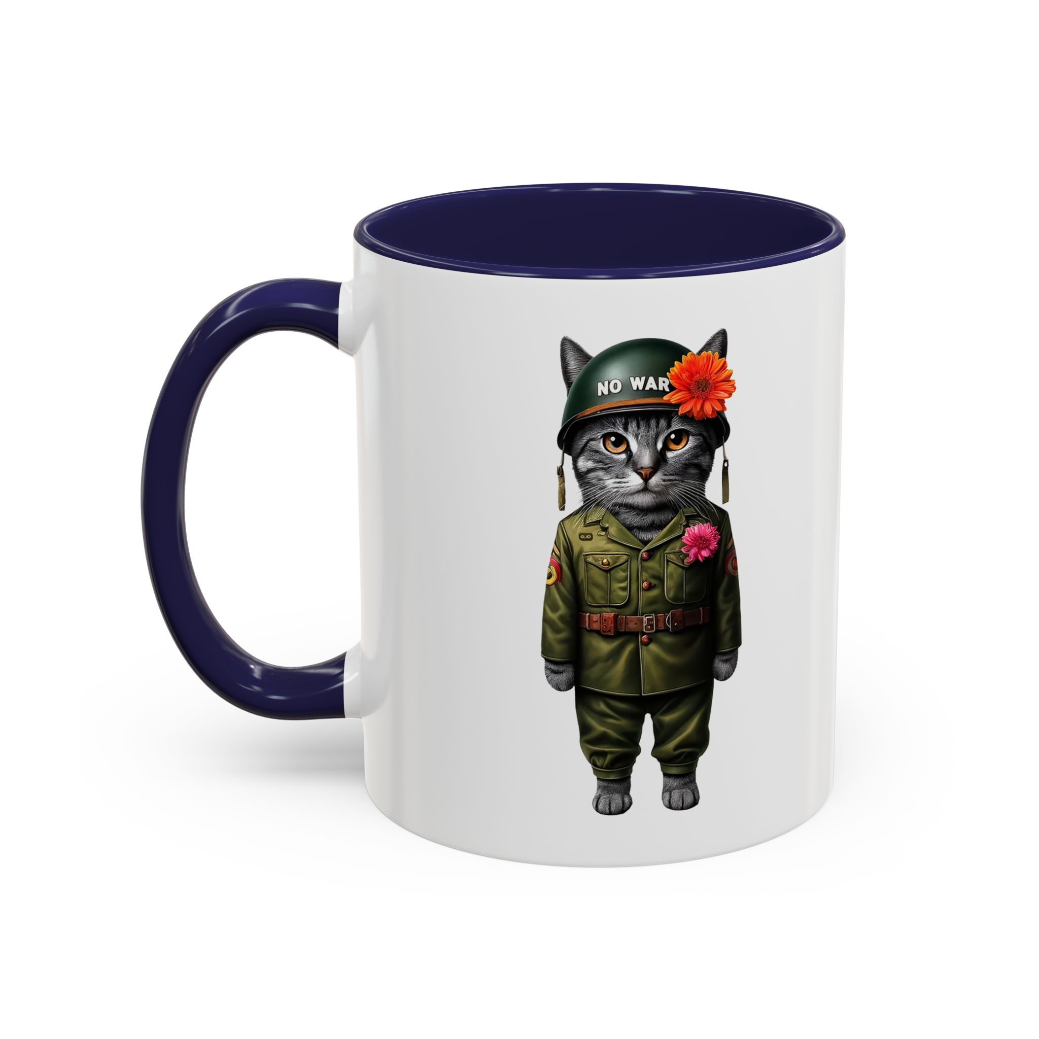 Coffee Mug Peace & Love funny cup tea cat lover office mug unique boho accessory pet gift for her kitten design - Image 6