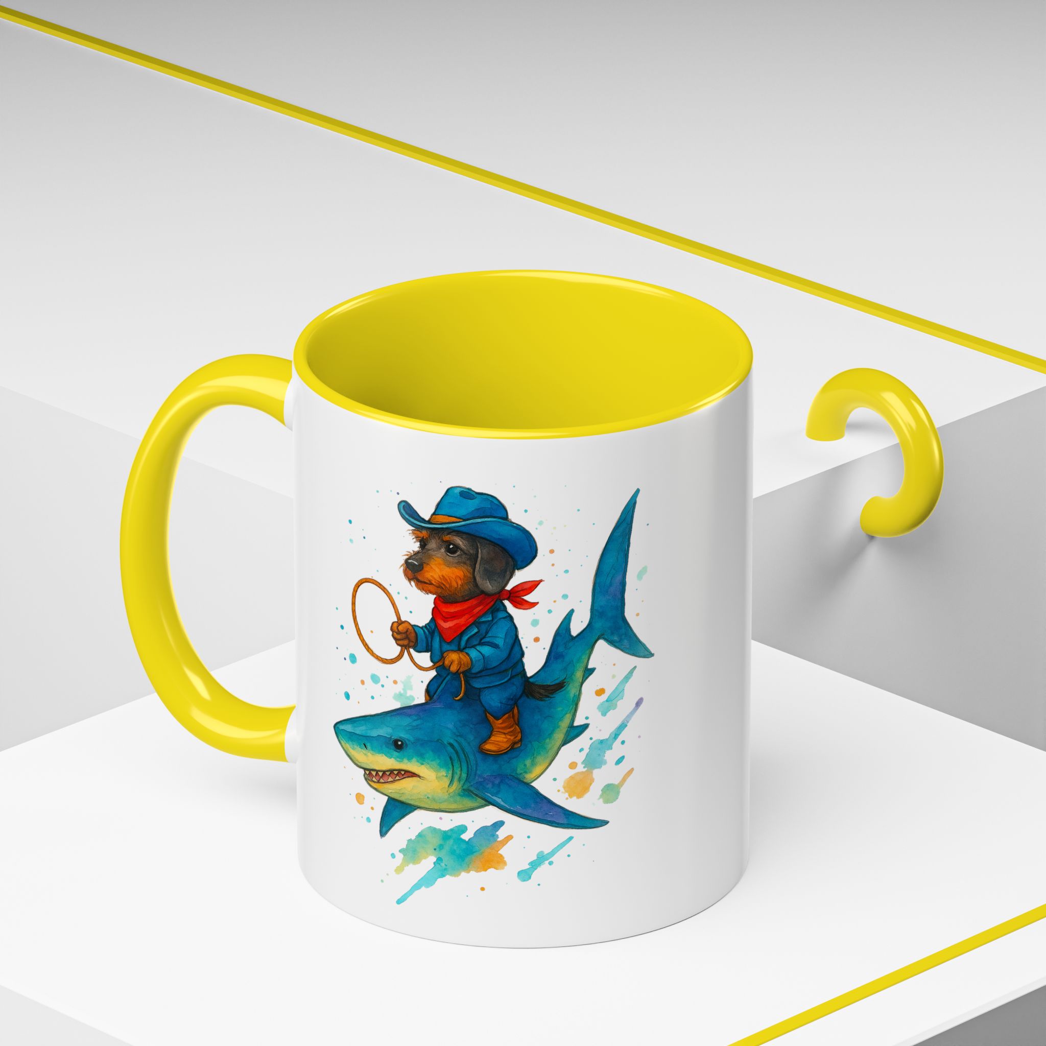 Funny Mug coffee lover Cowboy gift for him tea cup unique riding a shark mug office accessory shark design cowboy - Image 52