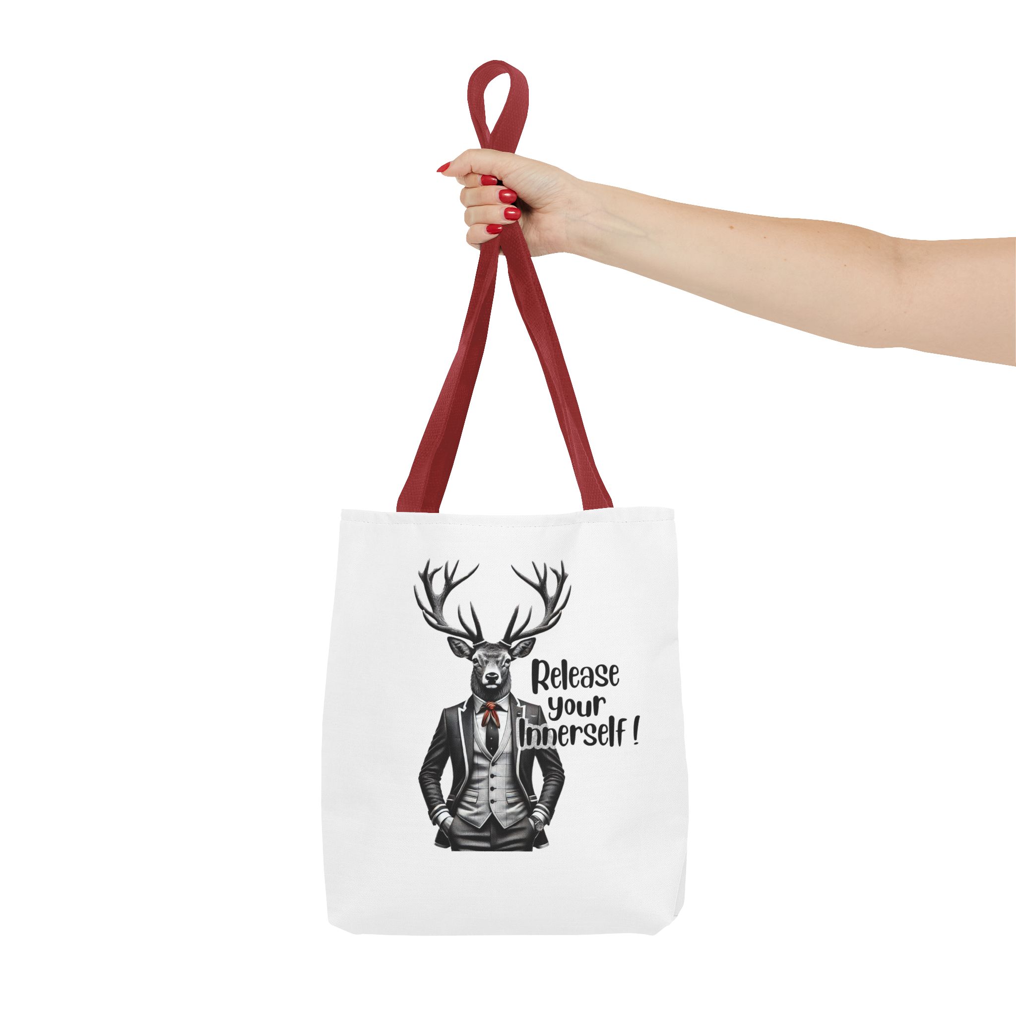 Canvas tote bag Motivational funny tote bag cool vintage bag deer design cute tote bag for self confidence shoulder bag – Image 8