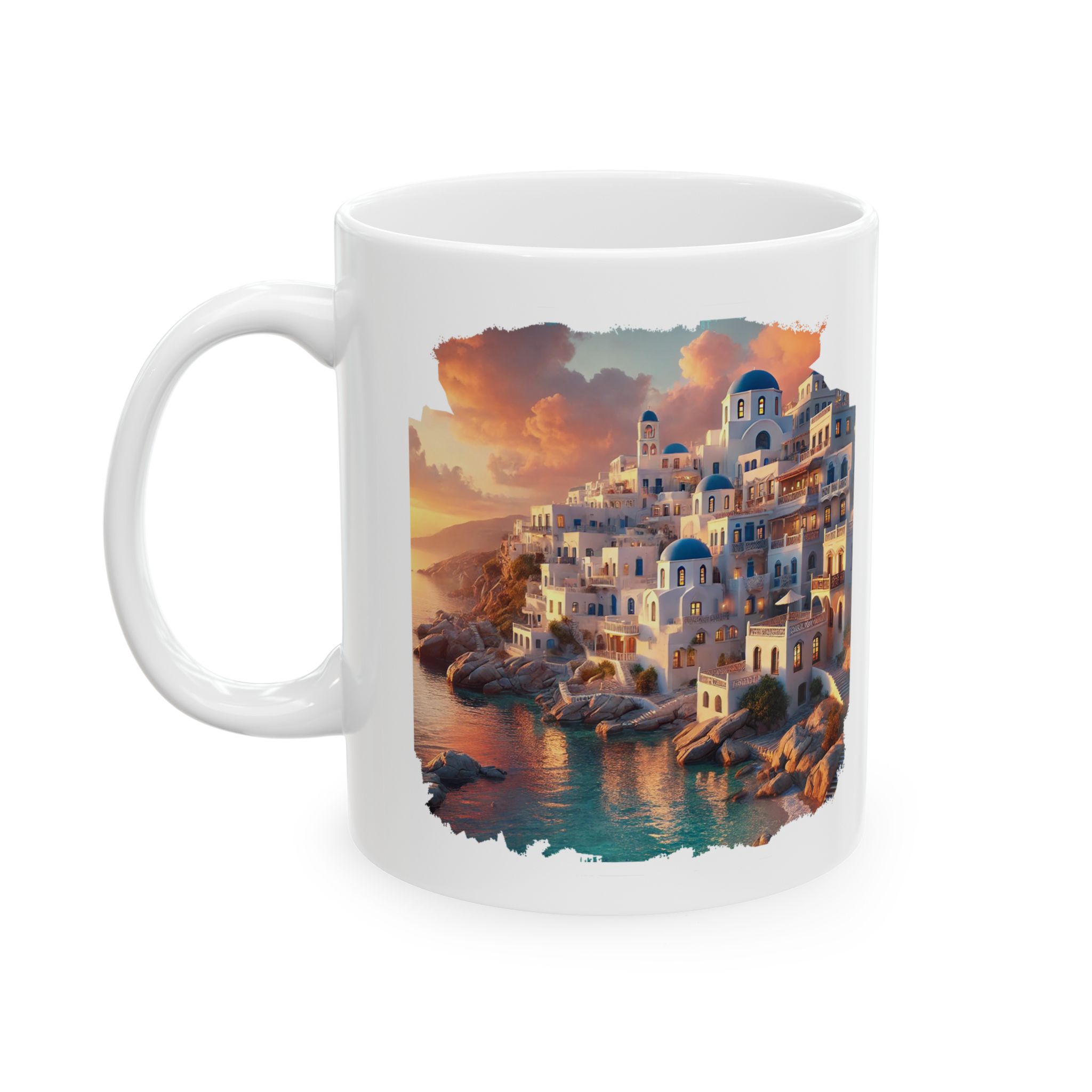 Office mug landscape Santorini caldera office mug nature print greece boho gift coffee cup tea accessory unique - Imagen 2