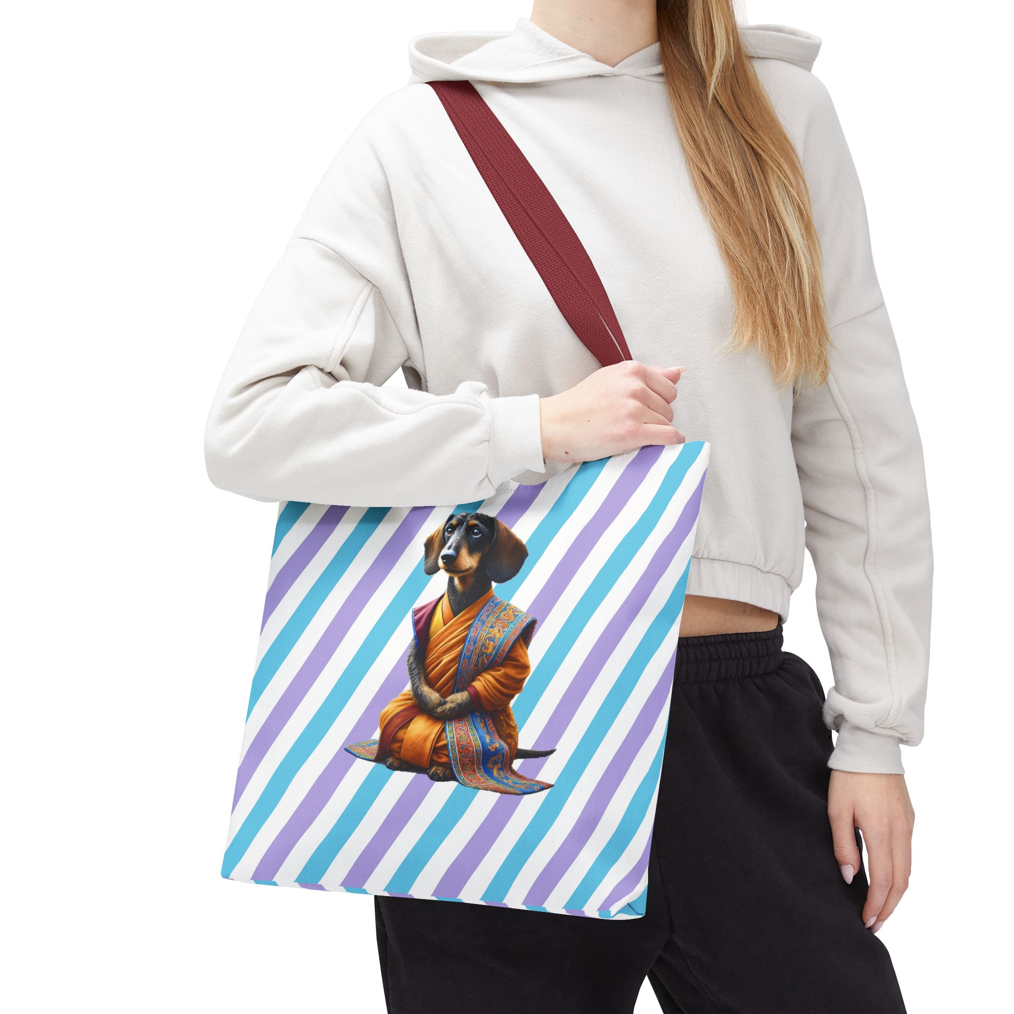 Meditation canvas tote bag Dog cute tote bag mindfulness design Dog funny gift colourful shoulder bag puppy purse - Image 10