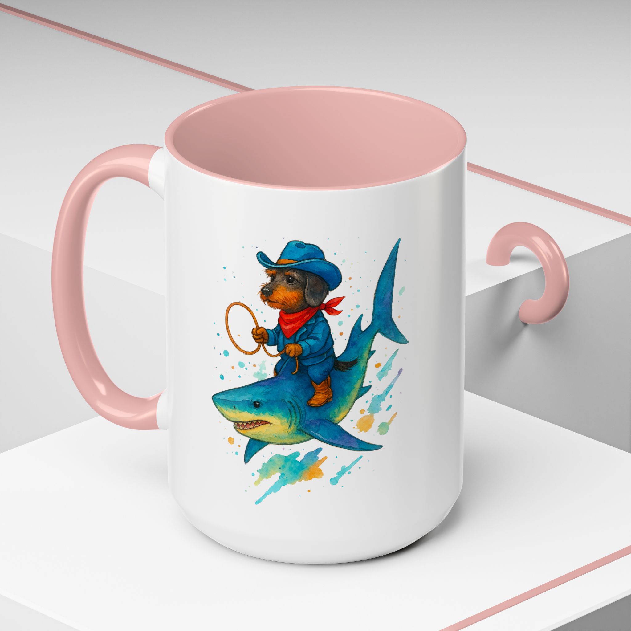 Funny Mug coffee lover Cowboy gift for him tea cup unique riding a shark mug office accessory shark design cowboy - Image 32