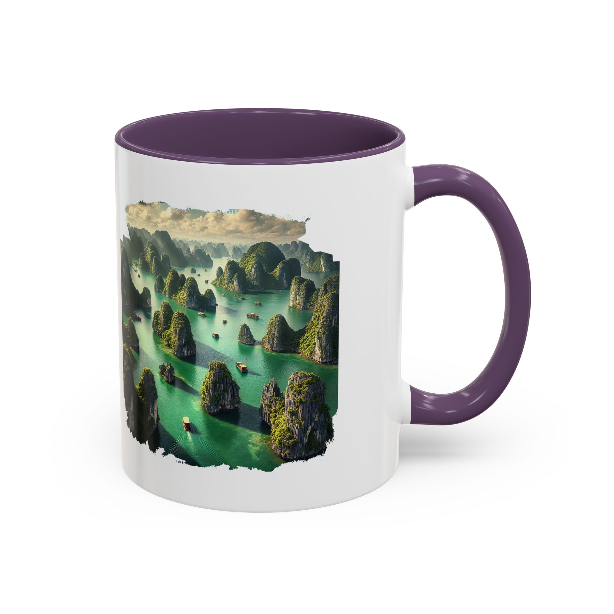Boho mug landscape vietnam boho office mug ha long bay print nature cool gift coffee lover tea accessory unique cup – Image 2
