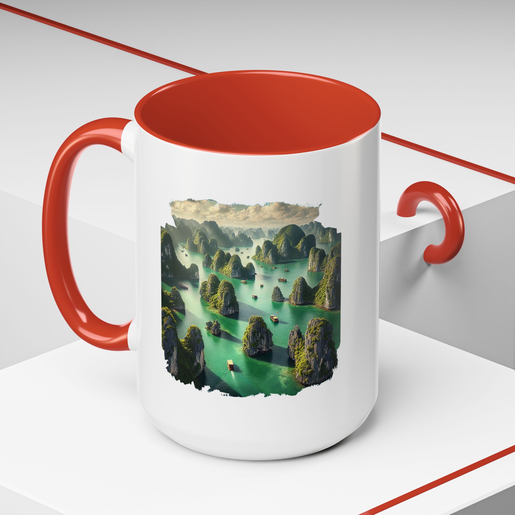 Boho mug landscape vietnam boho office mug ha long bay print nature cool gift coffee lover tea accessory unique cup – Image 36