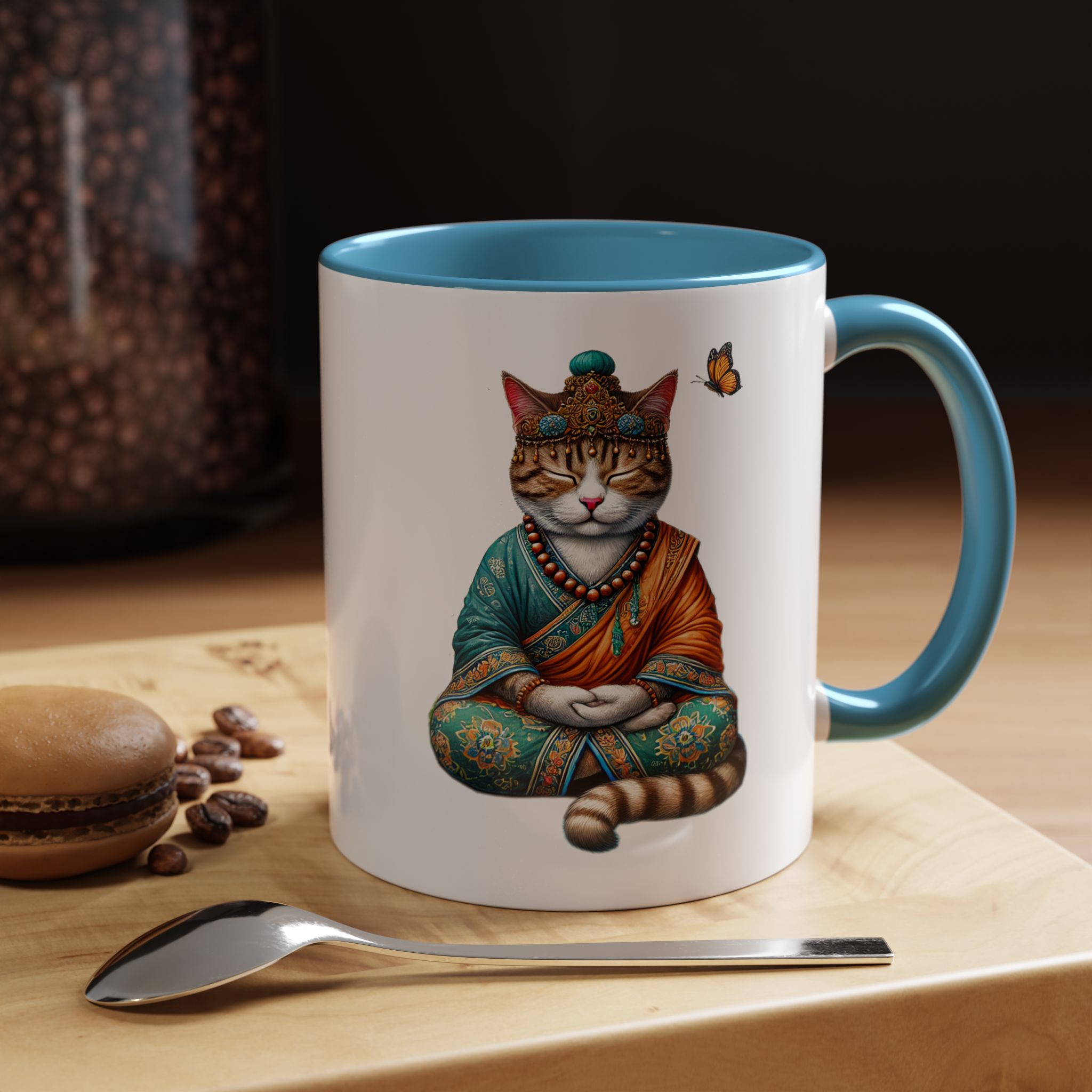 Coffee Mug meditation unique Mug cat lover tea cup yoga gift for her mindfulness accessory pet design – Image 3