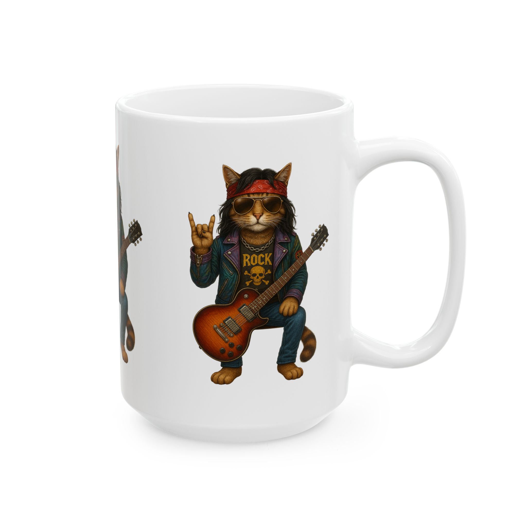 Coffee mug music lover tea cup cat rock funny mug unique accessory pet gift for her kitten design – Image 4