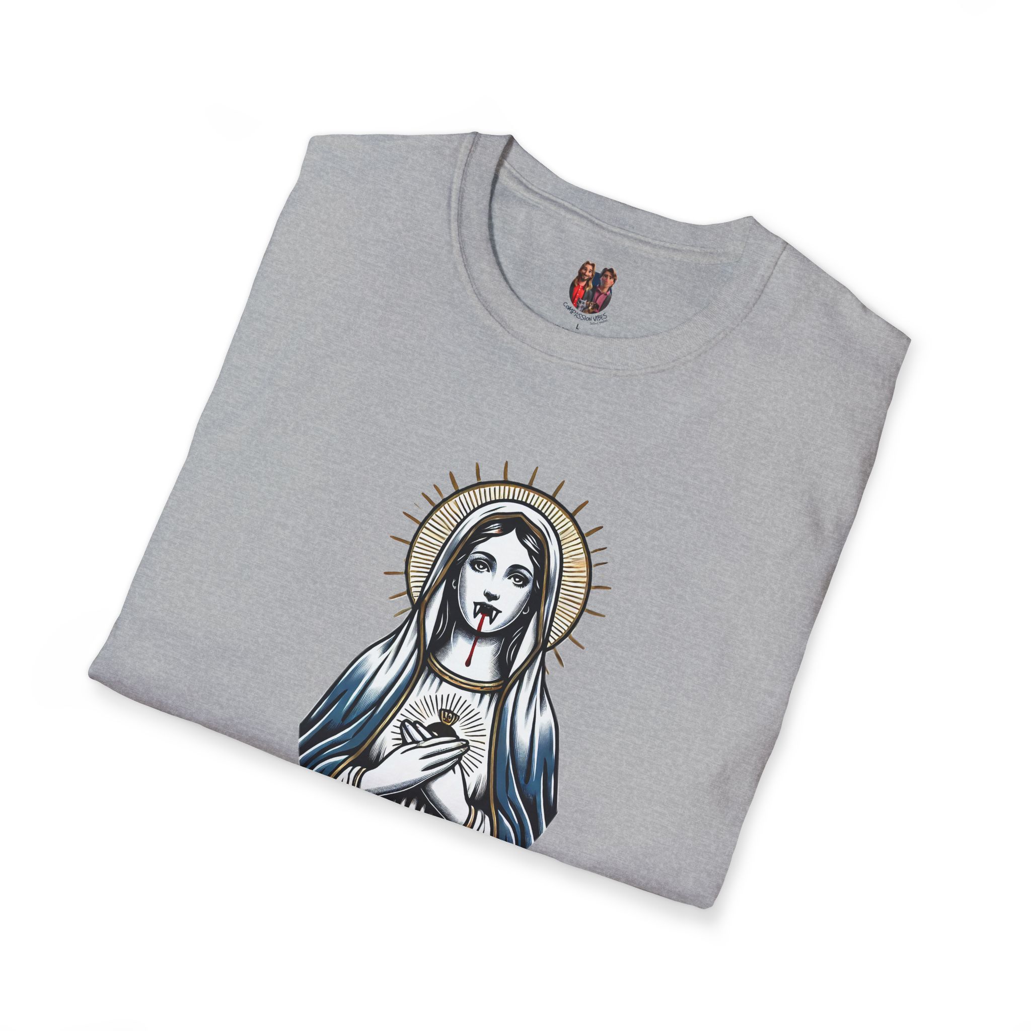 Ironic Tshirt vampire graphic tee virgin mary sarcastic clothing gift satirical print cool apparel comfy outfit comfort colors shirt - Image 7