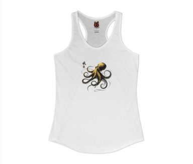 White Tank Top with Octopus Design