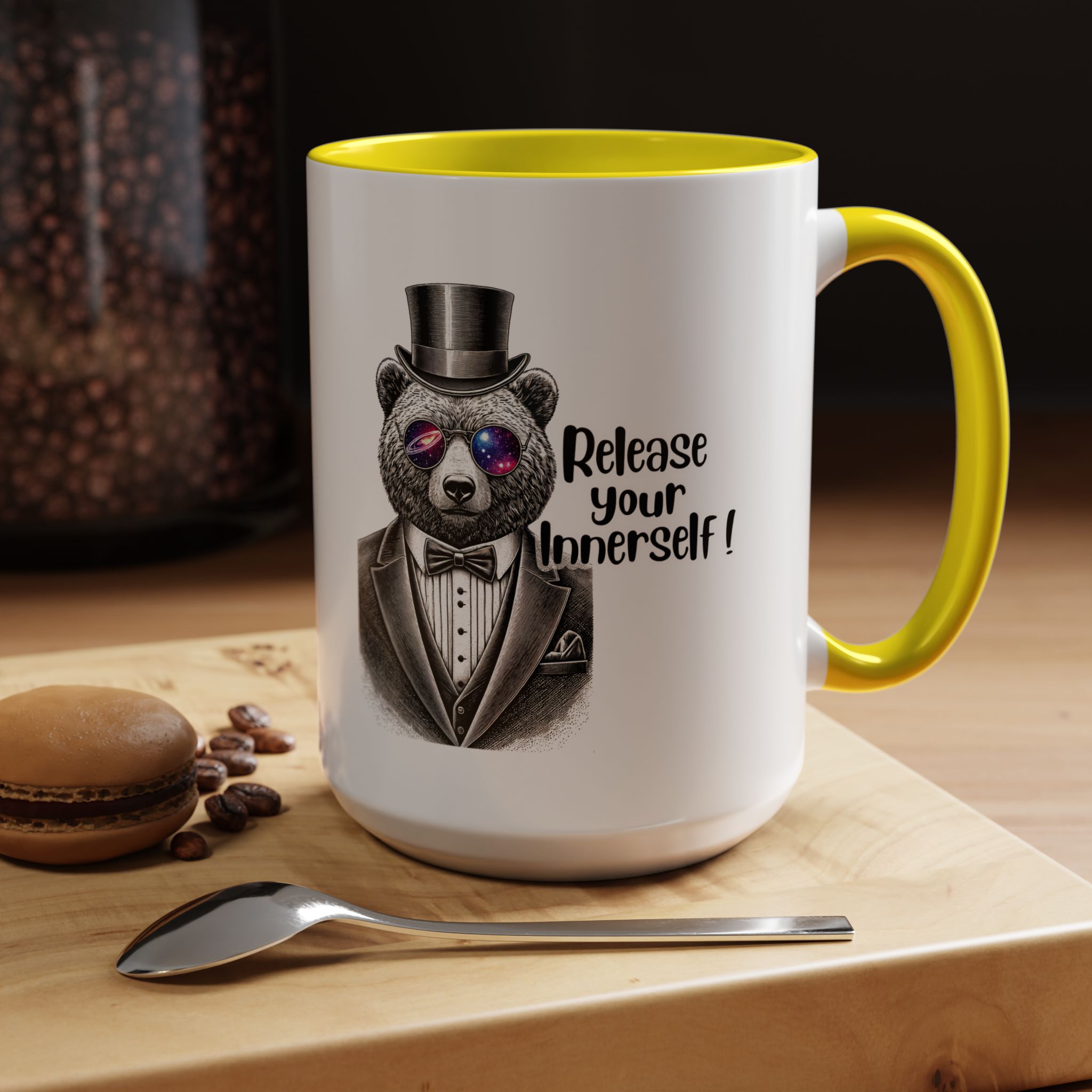 Funny mug boho motivational gift for her cute cup tea lover cool funny mug office accessory self confidence design bear - Image 63