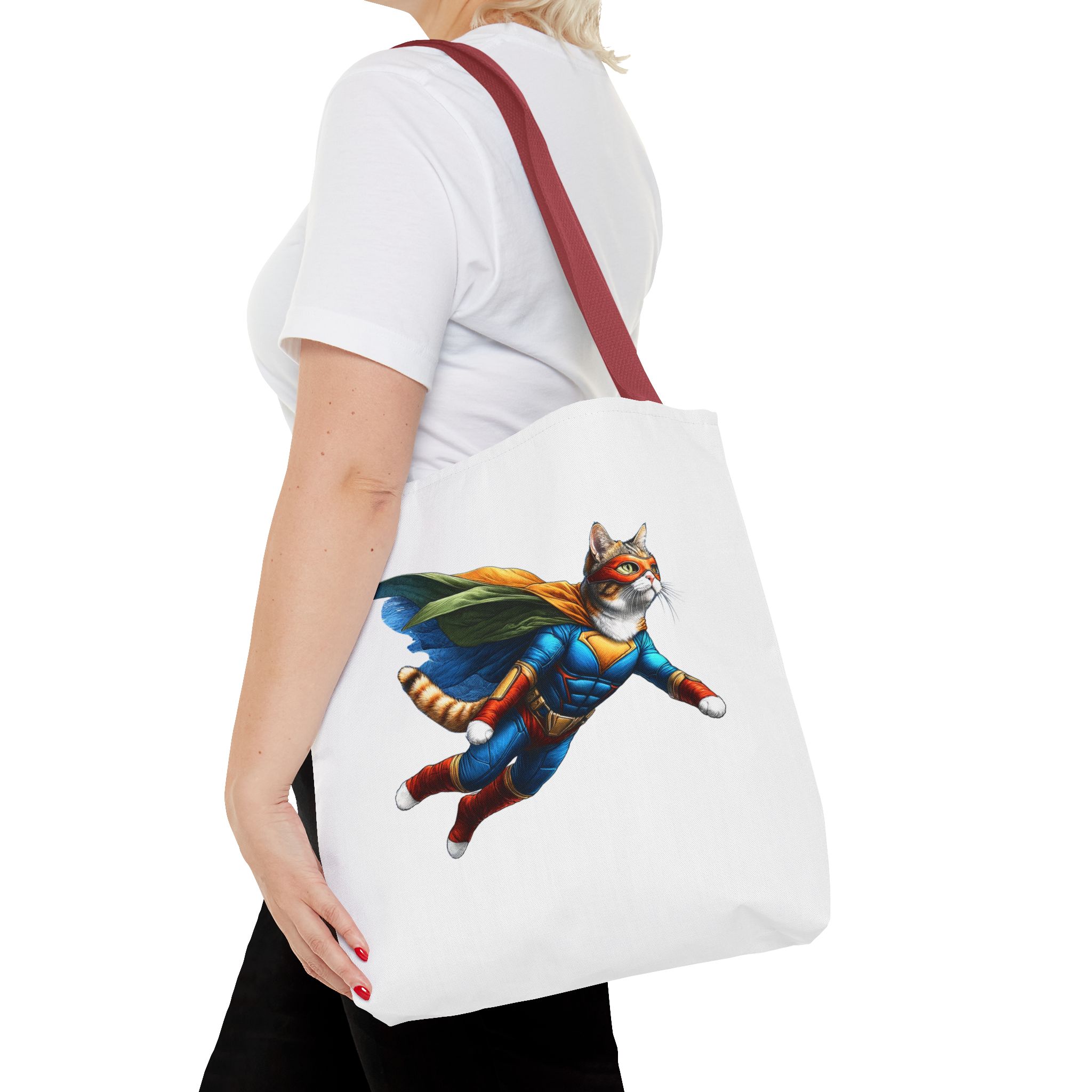 Copy of superhero tote bag cat canvas tote bag funny handbag fantasy purse kitten lover cool cat shoulder bag – Image 10