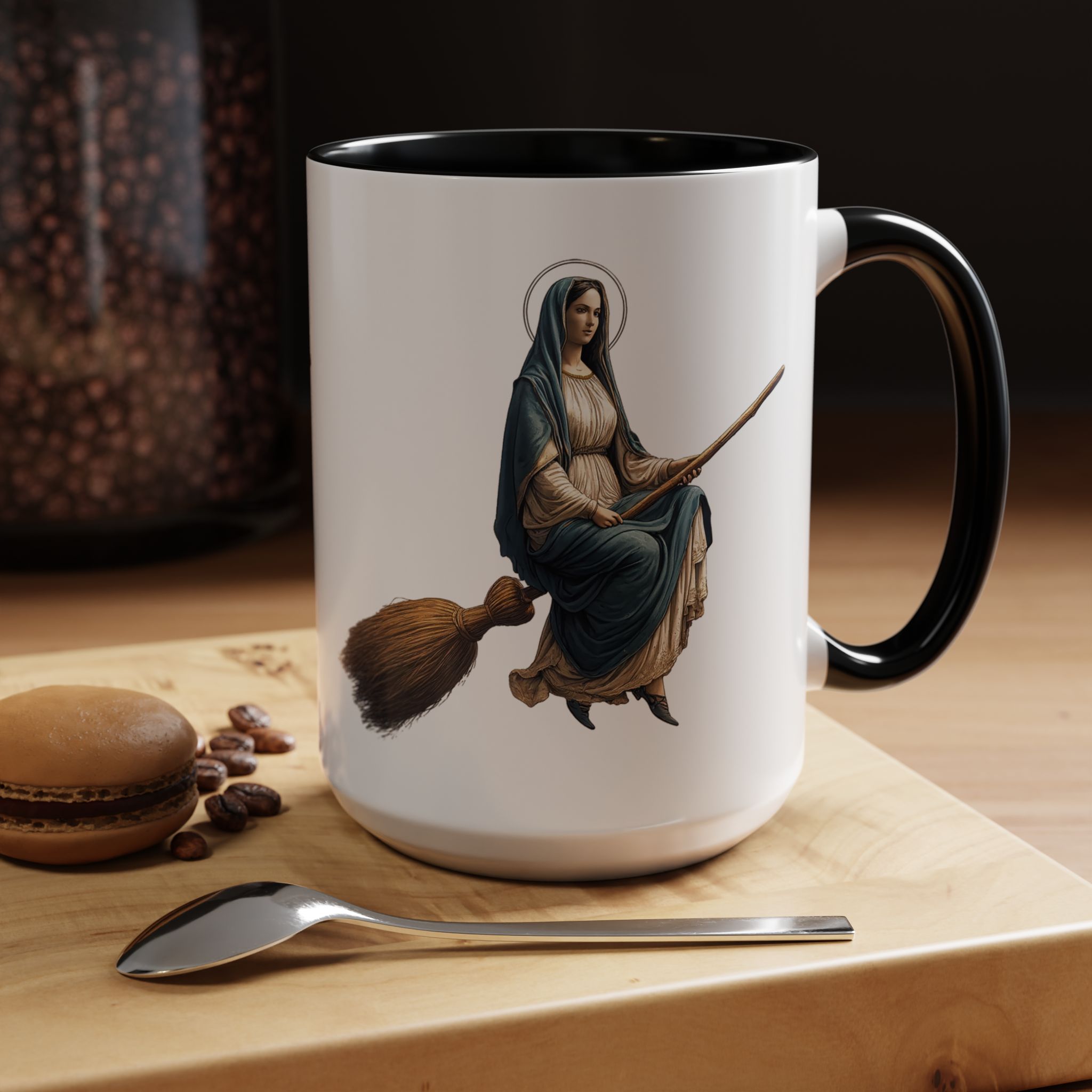 Funny Mug coffee lover gift for her Virgin Mary witch broom Sarcastic mug office accessory tea cup religious design unique - Image 23